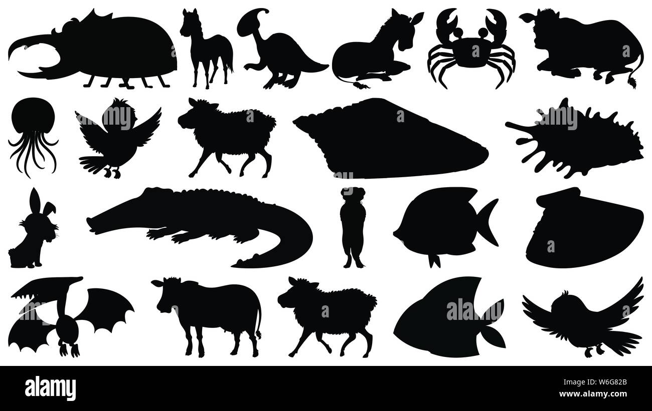 Satz von Silhouette wilde Tiere Abbildung Stock Vektor