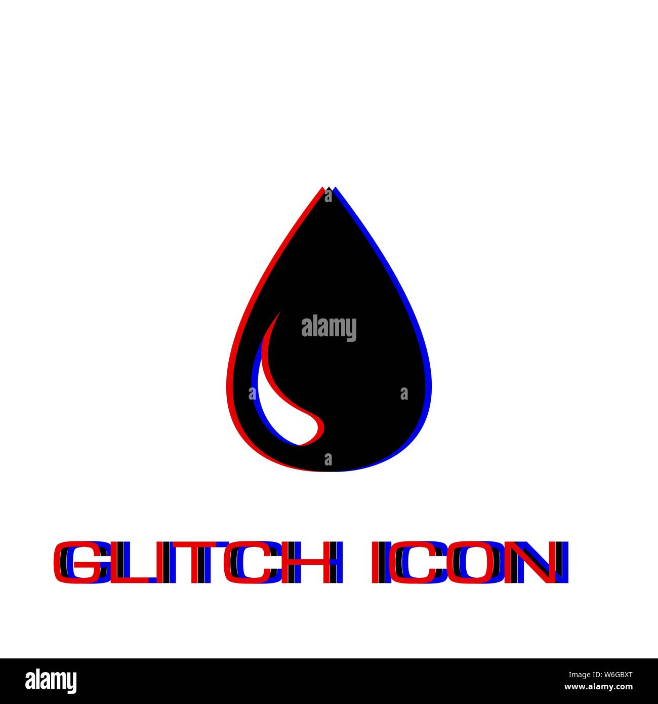 Drop Symbol flach. Einfache Piktogramm-Glitch Wirkung. Vector illustration symbol Stock Vektor