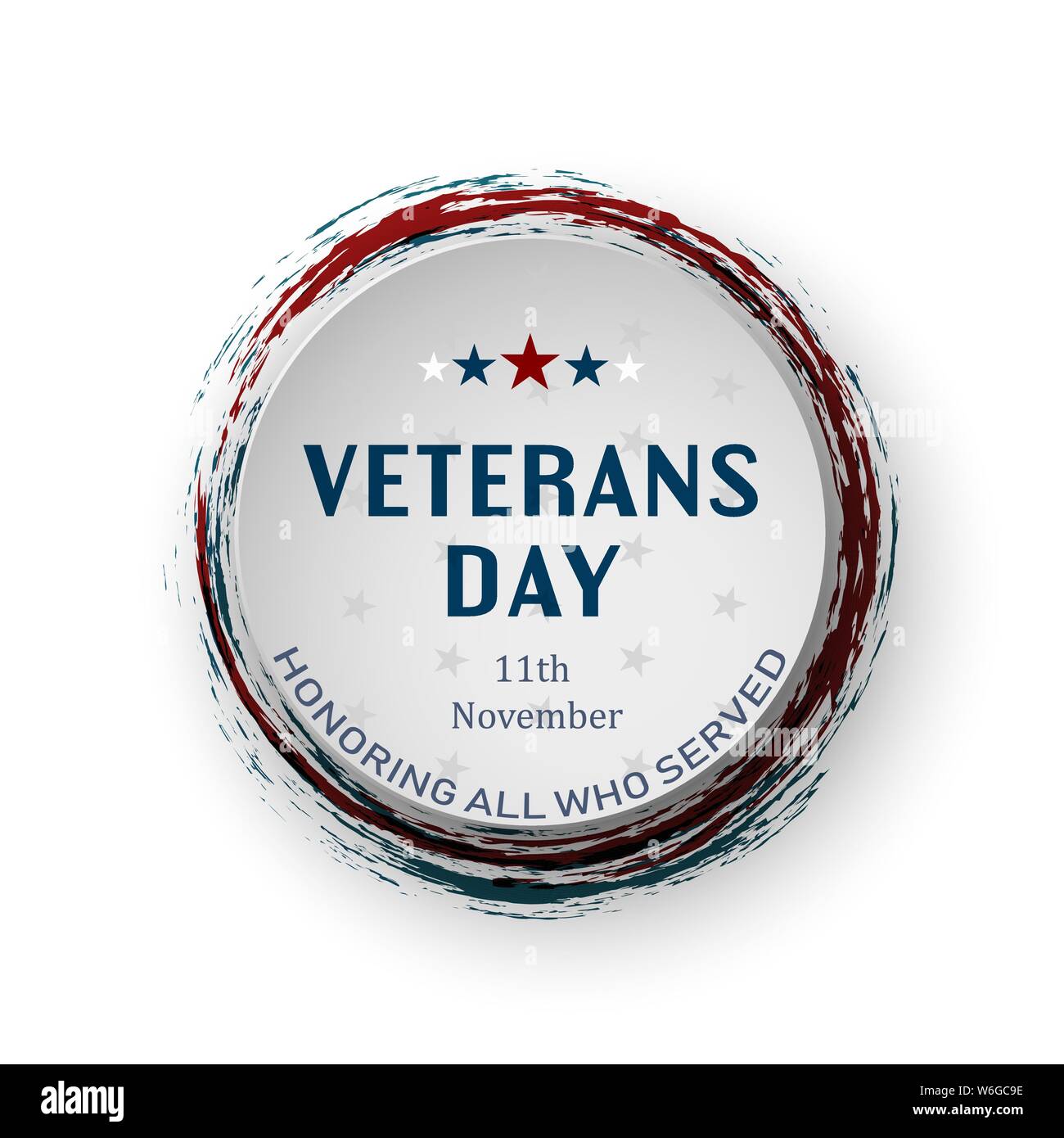 USA Veterans Day runde Banner auf weißen Hintergrund. Ehrt alle, die dienten. Stock Vektor