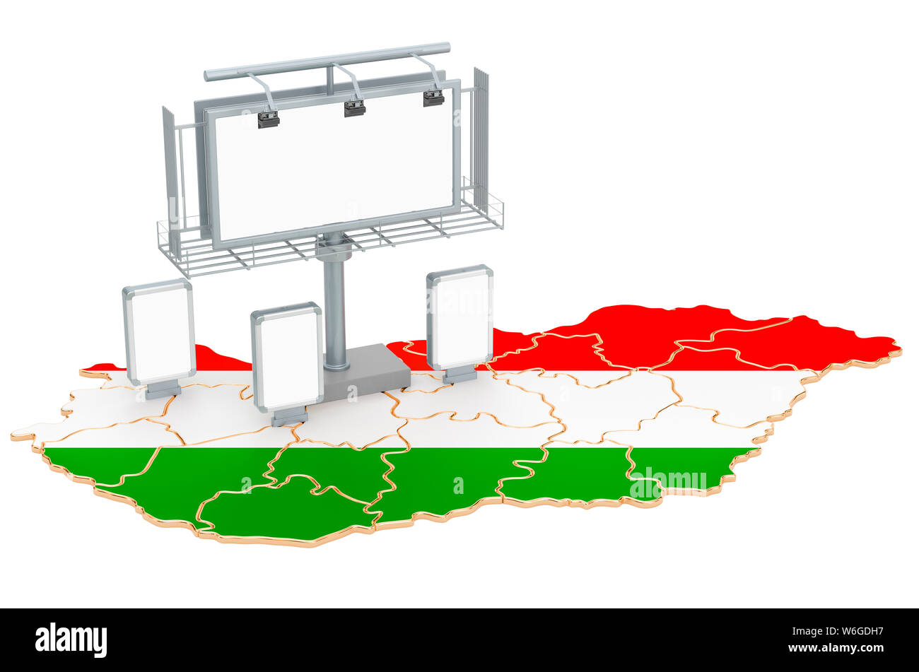 Werbung Geschäft in Ungarn Konzept, 3D-Rendering auf weißem Hintergrund Stockfoto