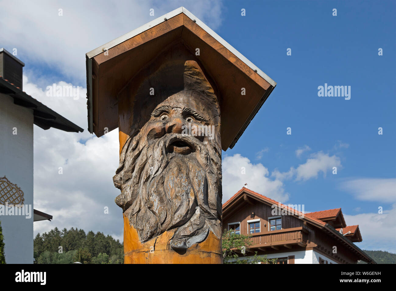 Geschnitzte Skulptur, Bodenmais, Bayerischer Wald, Bayern, Deutschland Stockfoto