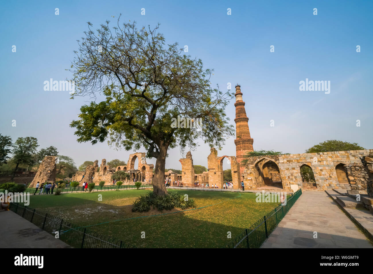 Die historische Sicht genannt Qutub Minar, Delhi, Indien Stockfoto