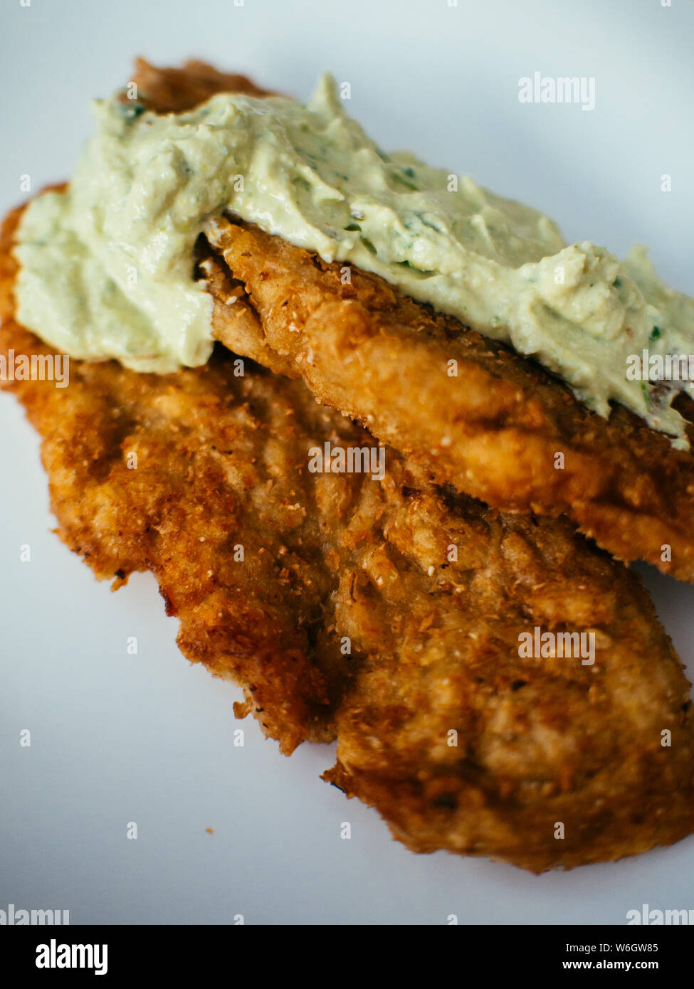 Veganes Gericht aus Mock Fleisch Fisch zu emulieren Stockfoto