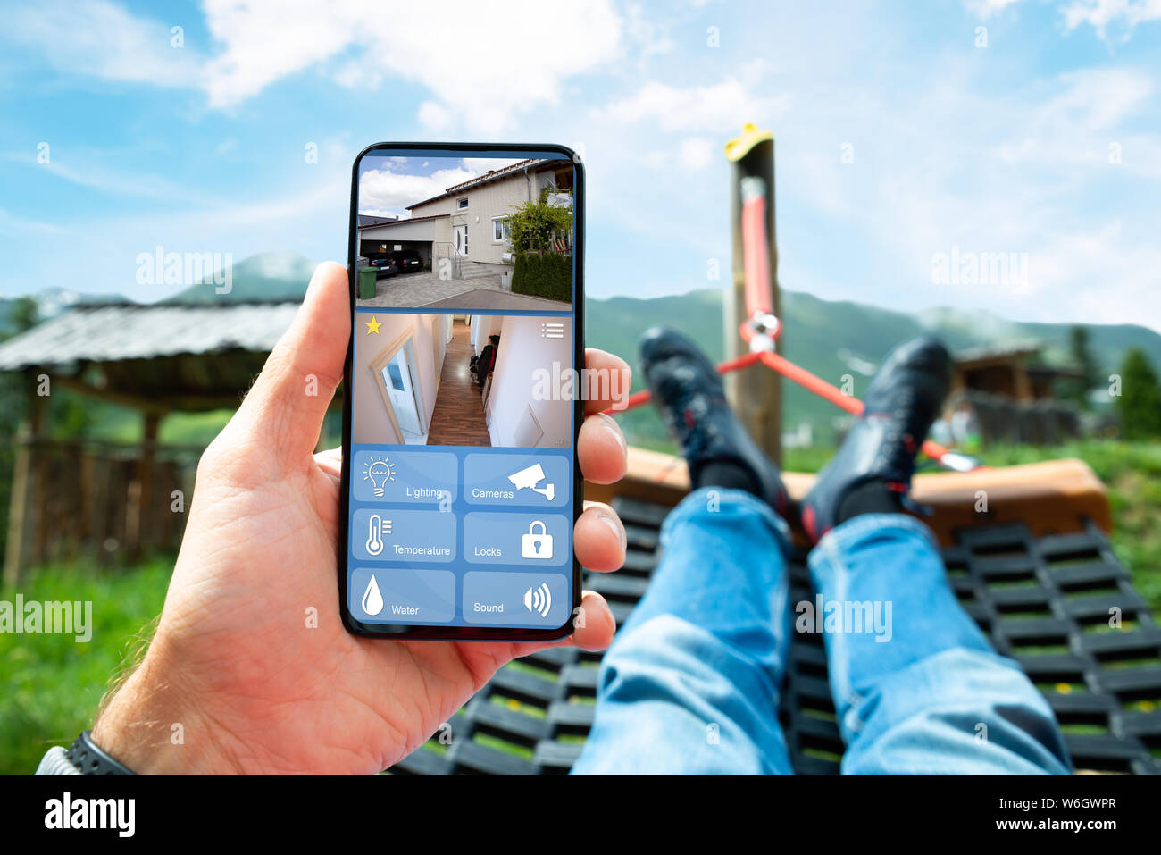 Security Man Watching Cctv Stockfotos Security Man Watching Cctv