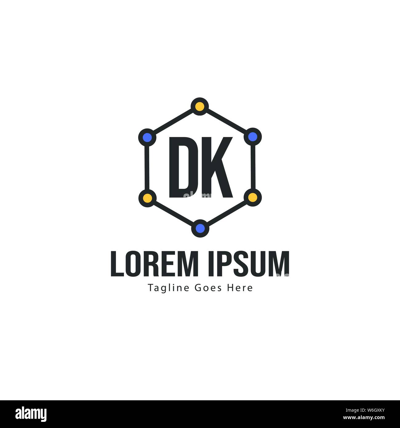 Erste DK logo Vorlage mit modernen Rahmen. Minimalistische DK schreiben logo Vector Illustration Design Stock Vektor