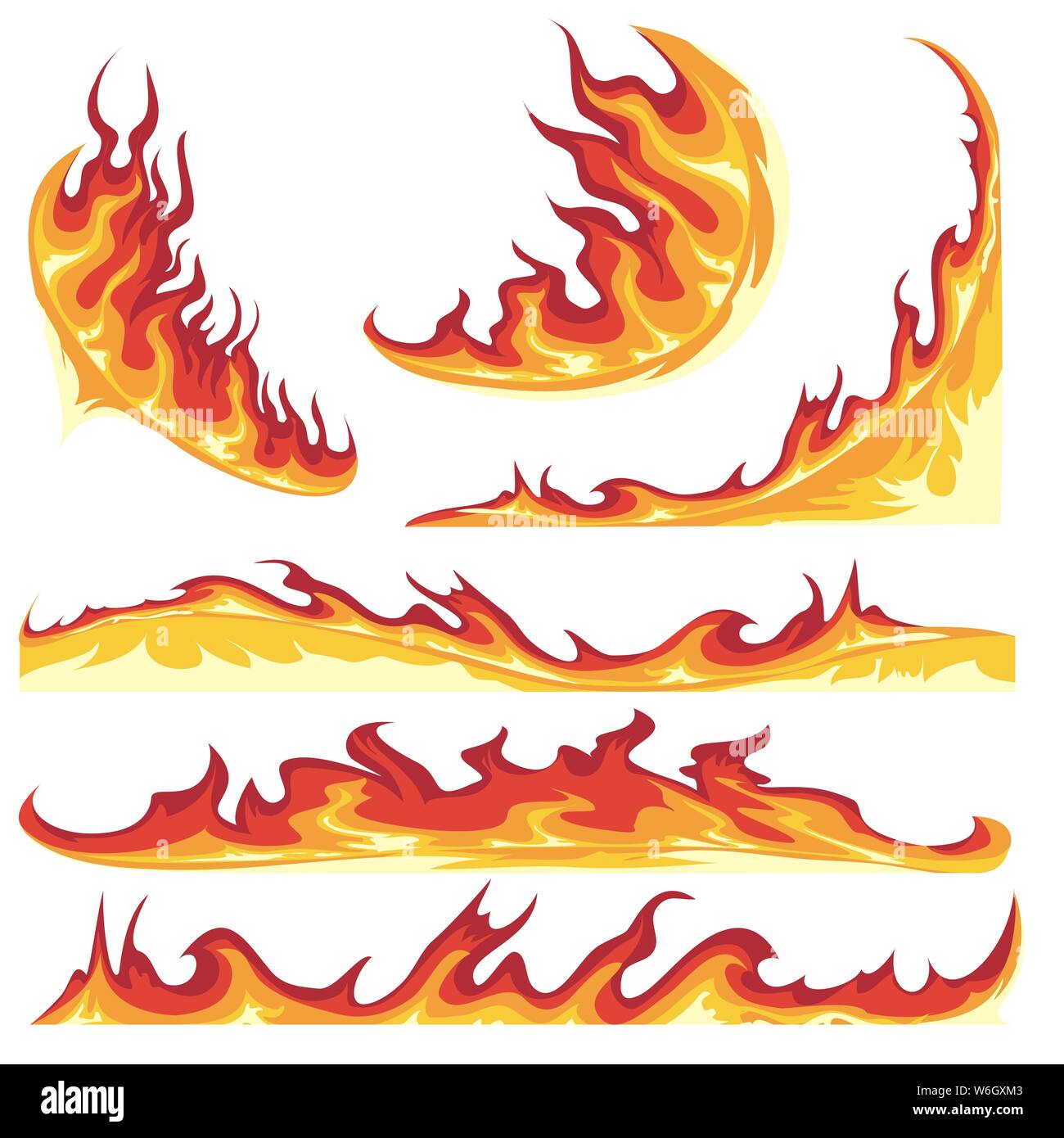 Feuer Flamme bunte Element Emblem gesetzt. Vector Illustration. Stock Vektor