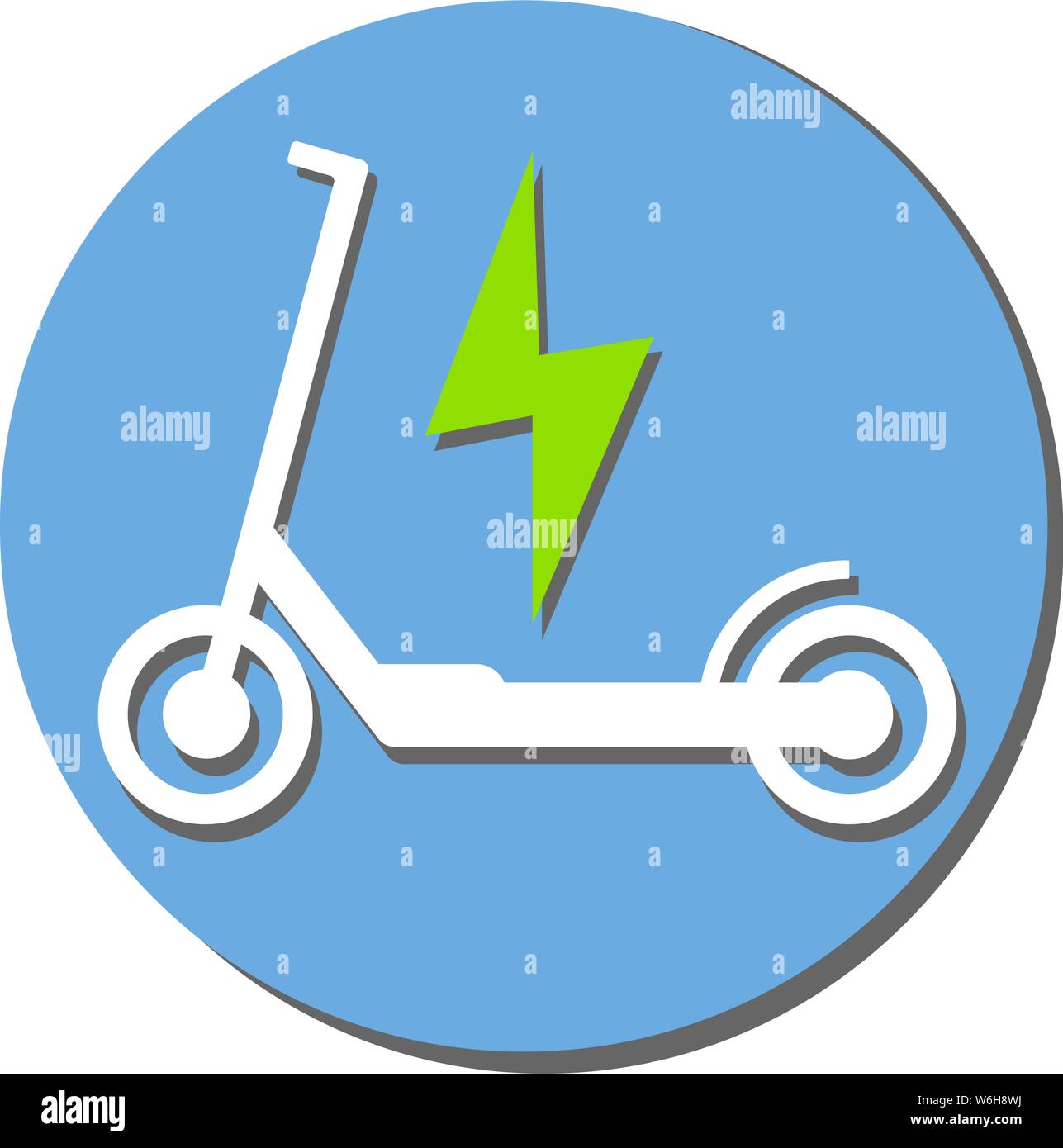 Elektrische push-Roller e-Scooter Symbol mit Stecker Vector Illustration Stock Vektor