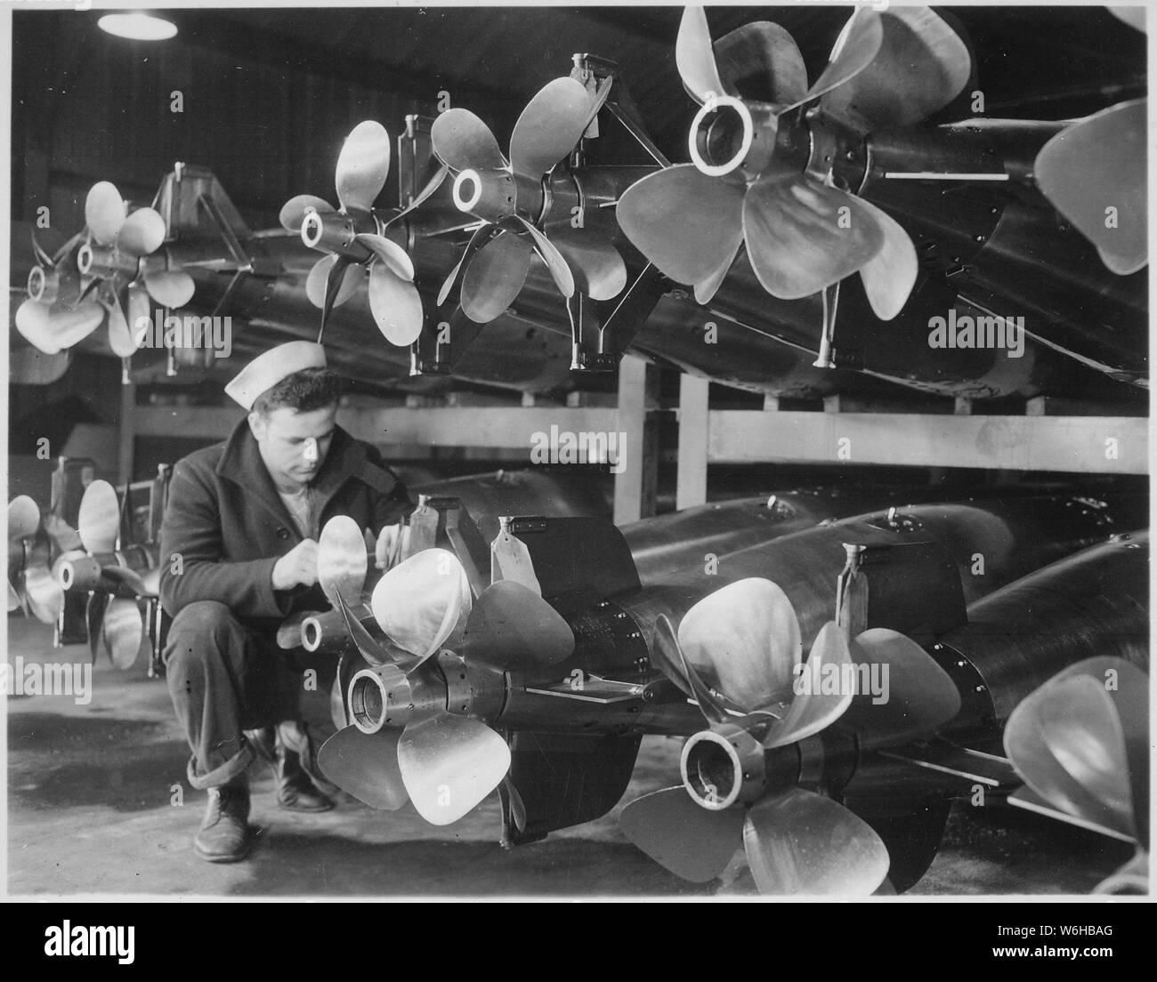 Gruppe 4. Torpedo Zimmer. England, ca. 1944; Allgemeine Hinweise: Verwenden Sie Krieg und Konflikt Nummer 848 bei der Bestellung eine Reproduktion oder Anforderung von Informationen zu diesem Bild. Stockfoto