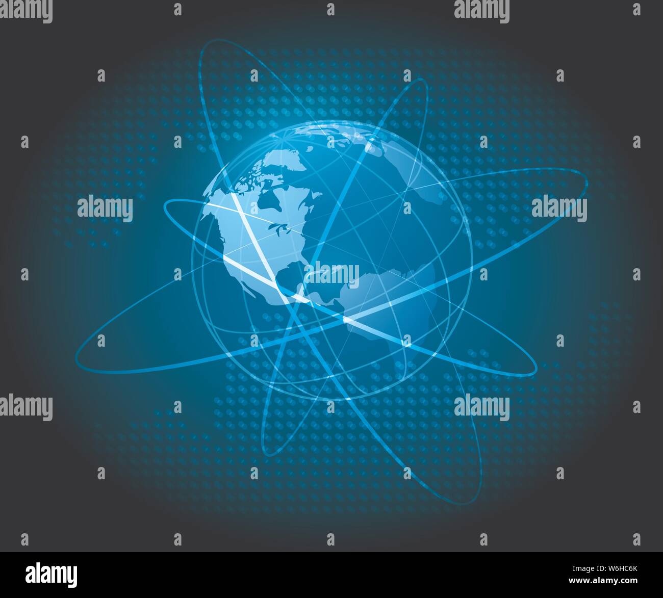 Globus in Bewegung. Globales Netzwerk Verbindung futuristisches Konzept oder Technologie Hintergrund. Vector Illustration Stock Vektor