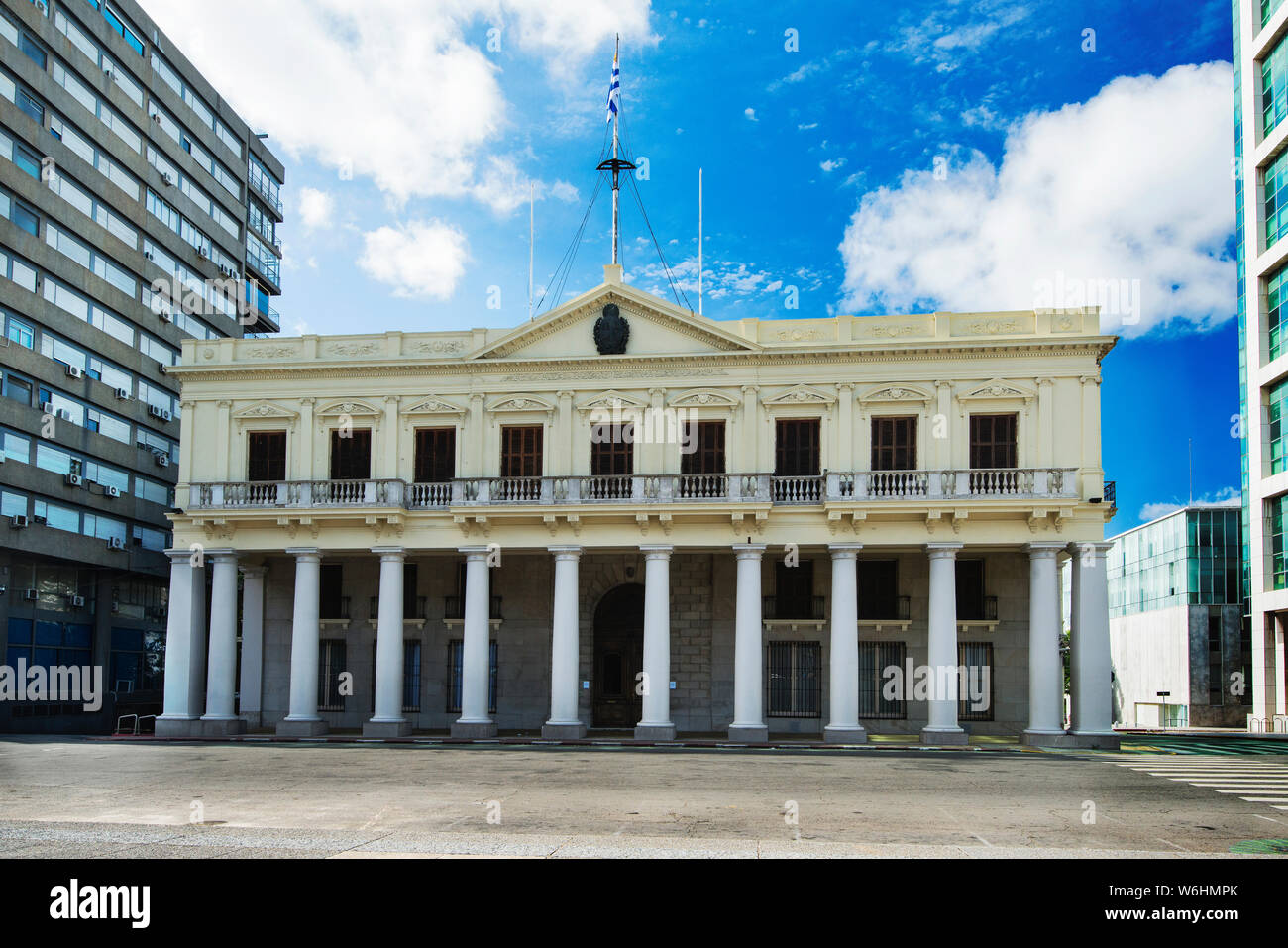 Estevez Palast auf dem Platz der Unabhängigkeit in Montevideo, Uruguay; diente als die Arbeit des Präsidenten von Uruguay. Stockfoto