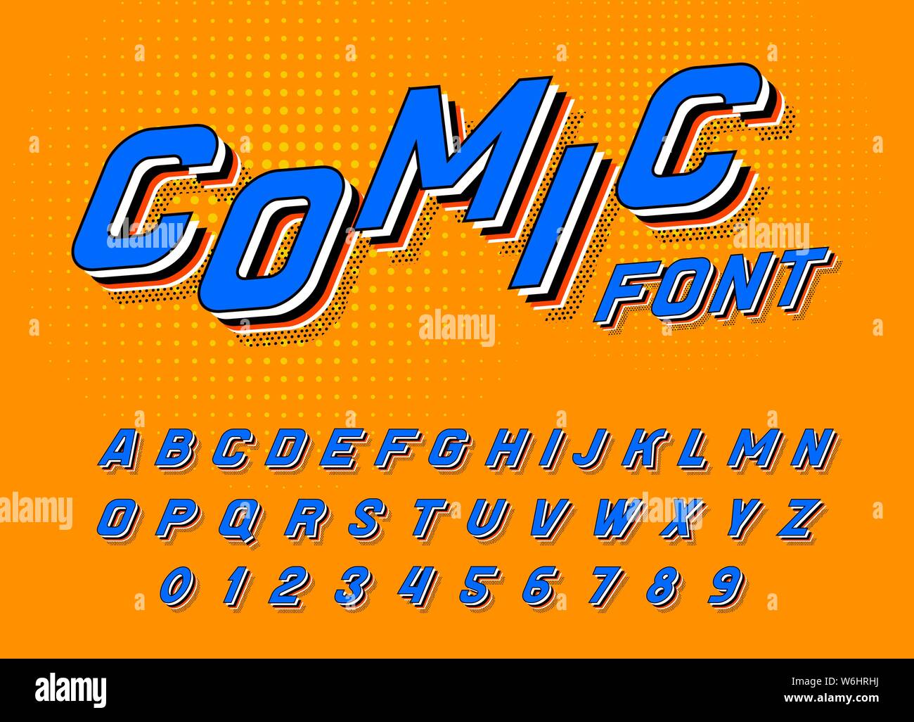 Comic Schriftart für Poster. Pop Art Retro Game Alphabets. Vintage futuristische 80er Schrift, bearbeitbar und geschichtet. Vektor moderne Chrom Buchstaben in der Disco Stock Vektor