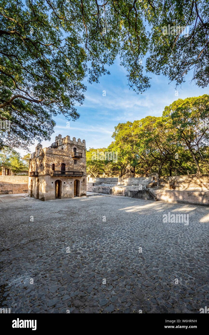 Drei-stöckigen Baden Palast bei Fasilides Badewanne; Gonder, Amhara Region, Äthiopien Stockfoto