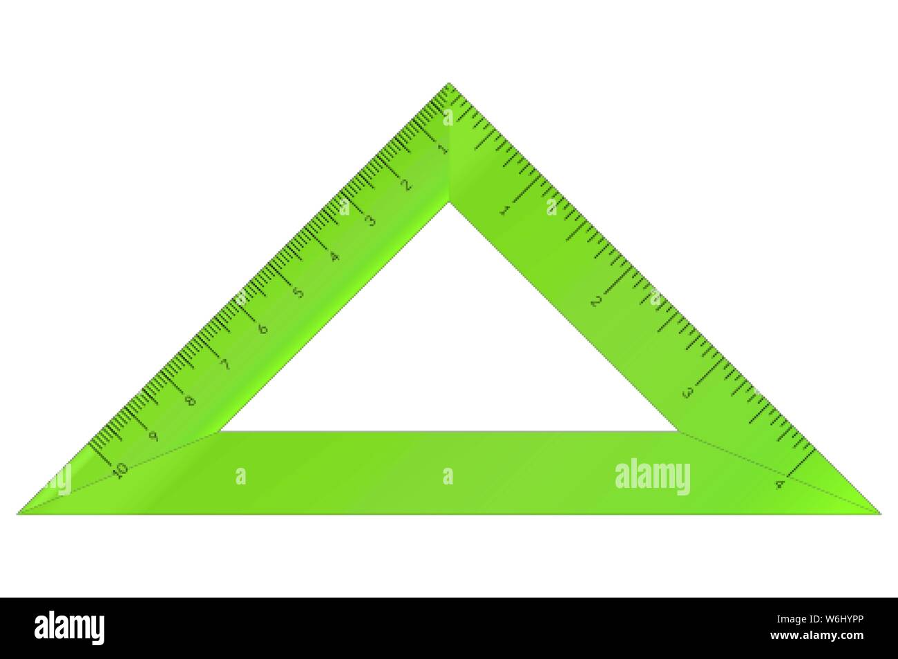 Kunststoff gleichschenkliges Dreieck mit metrischen und imperialen Einheiten Lineal Maßstab Stock Vektor