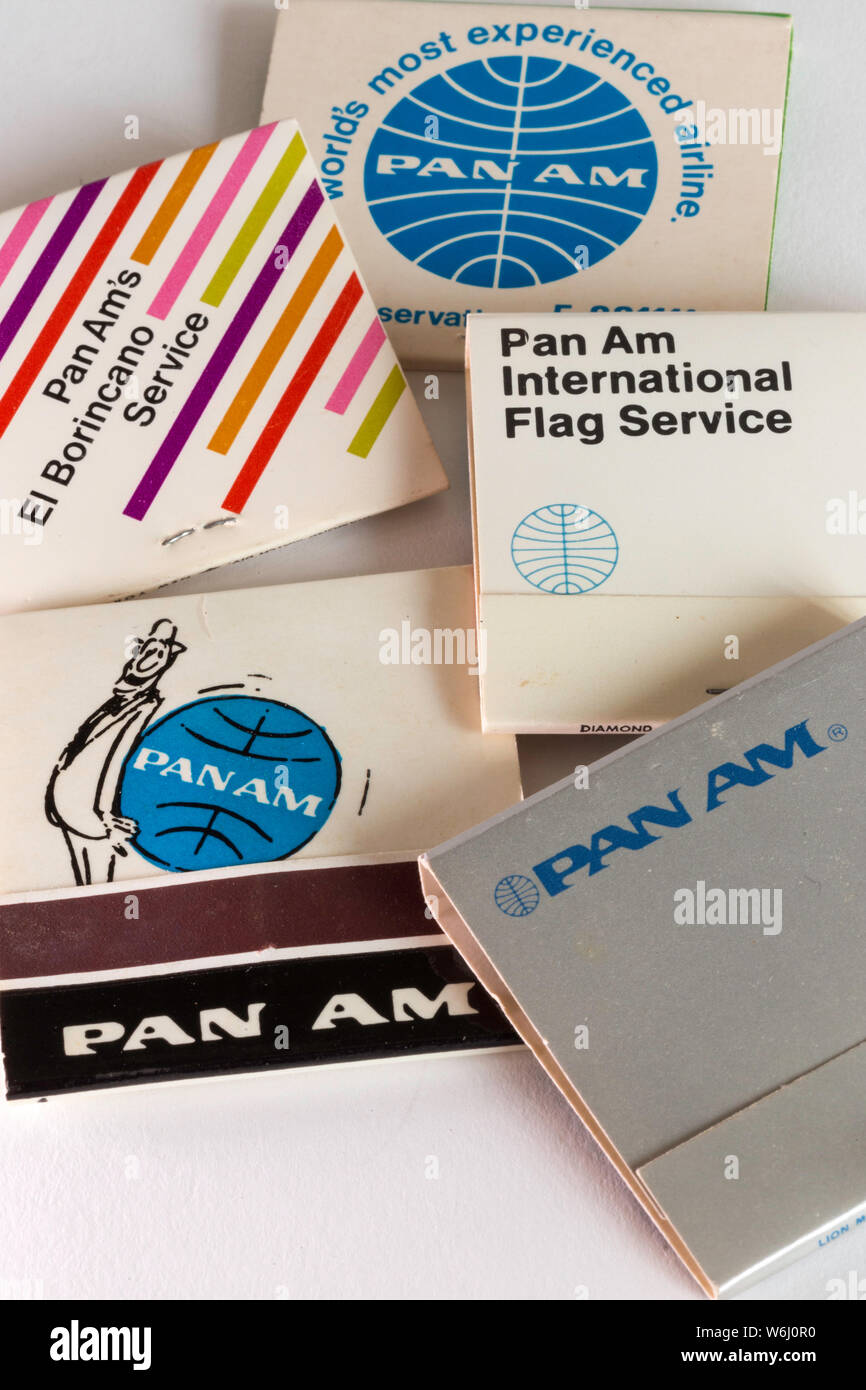 Vintage Pan American Airways branded Streichholzbriefchen, USA Stockfoto