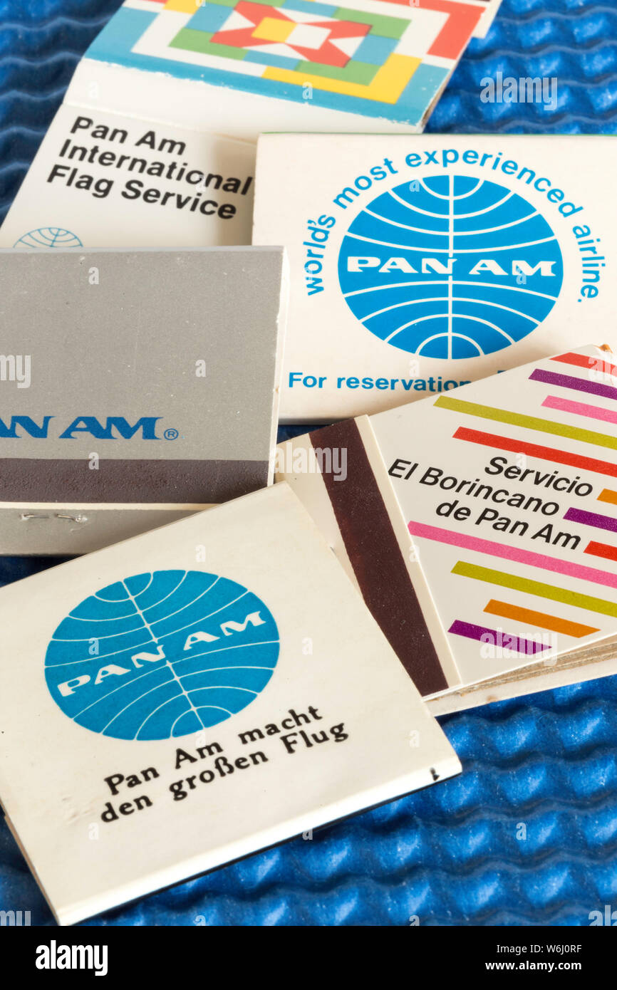 Vintage Pan American Airways branded Streichholzbriefchen, USA Stockfoto