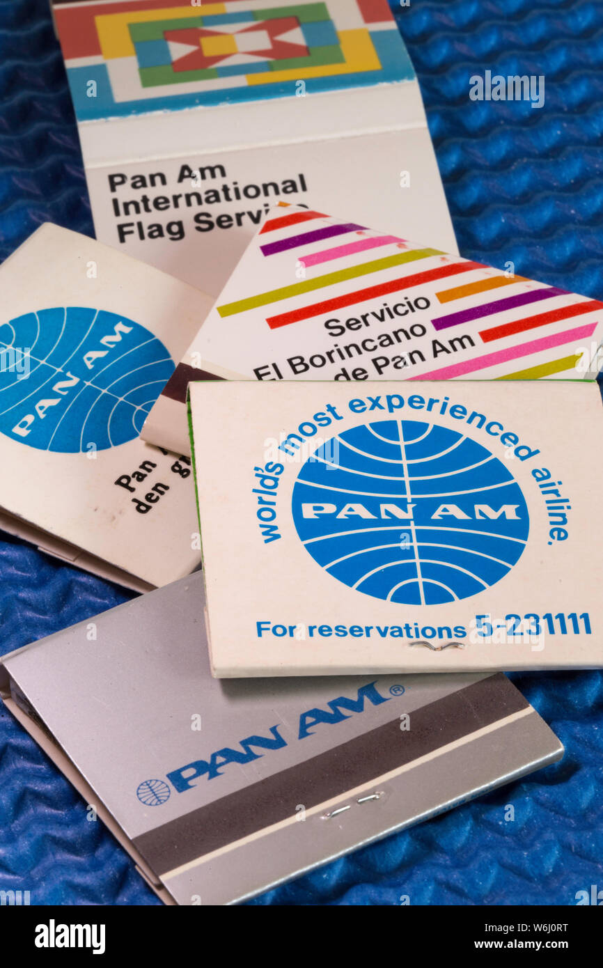 Vintage Pan American Airways branded Streichholzbriefchen, USA Stockfoto