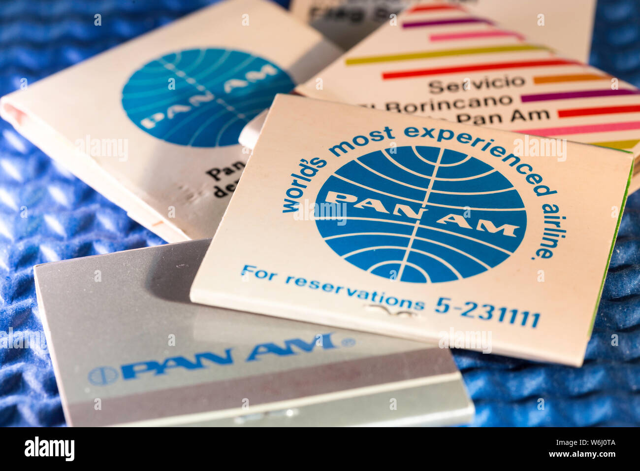Vintage Pan American Airways branded Streichholzbriefchen, USA Stockfoto