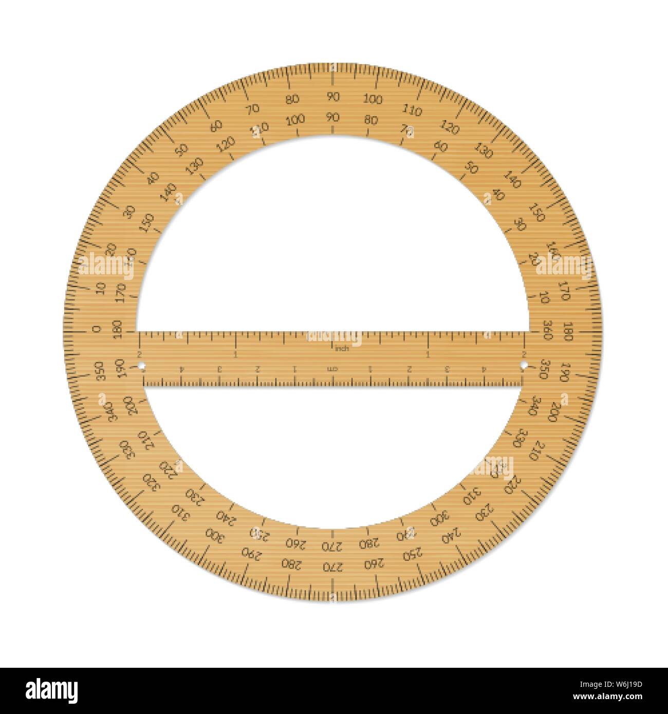 Holz- Rundschreiben Winkelmesser mit einem Lineal in metrischen und  zölligen Einheiten Stock-Vektorgrafik - Alamy