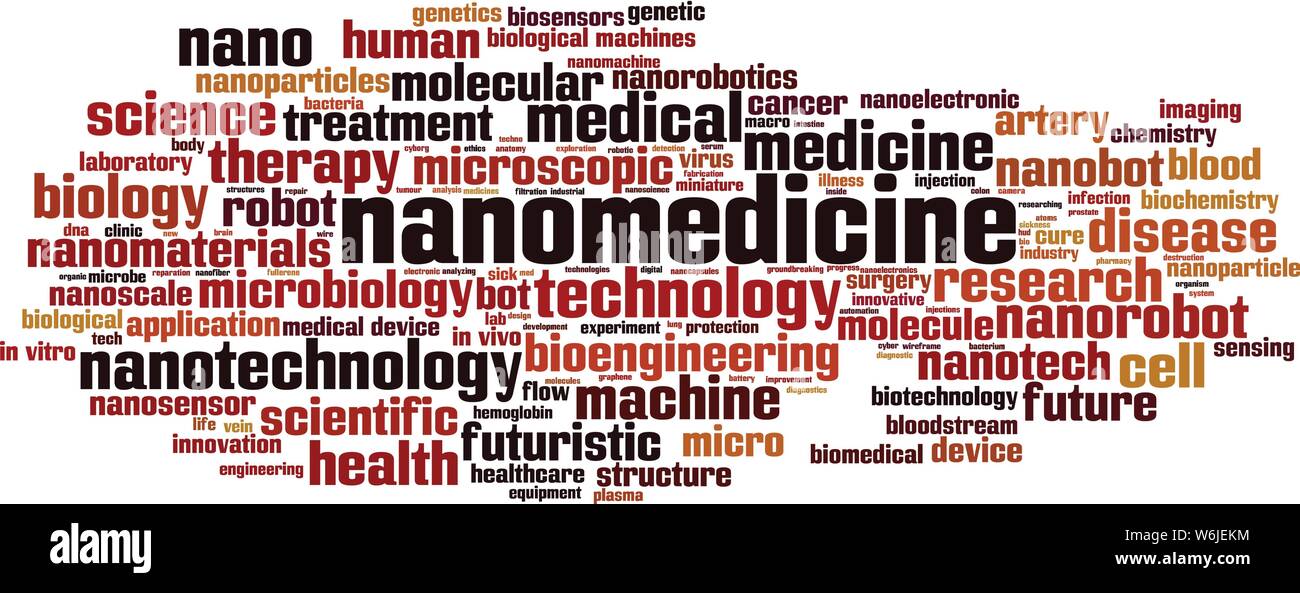 Die nanomedizin Wort cloud Konzept. Collage aus Worte über nanomedizin. Vector Illustration Stock Vektor
