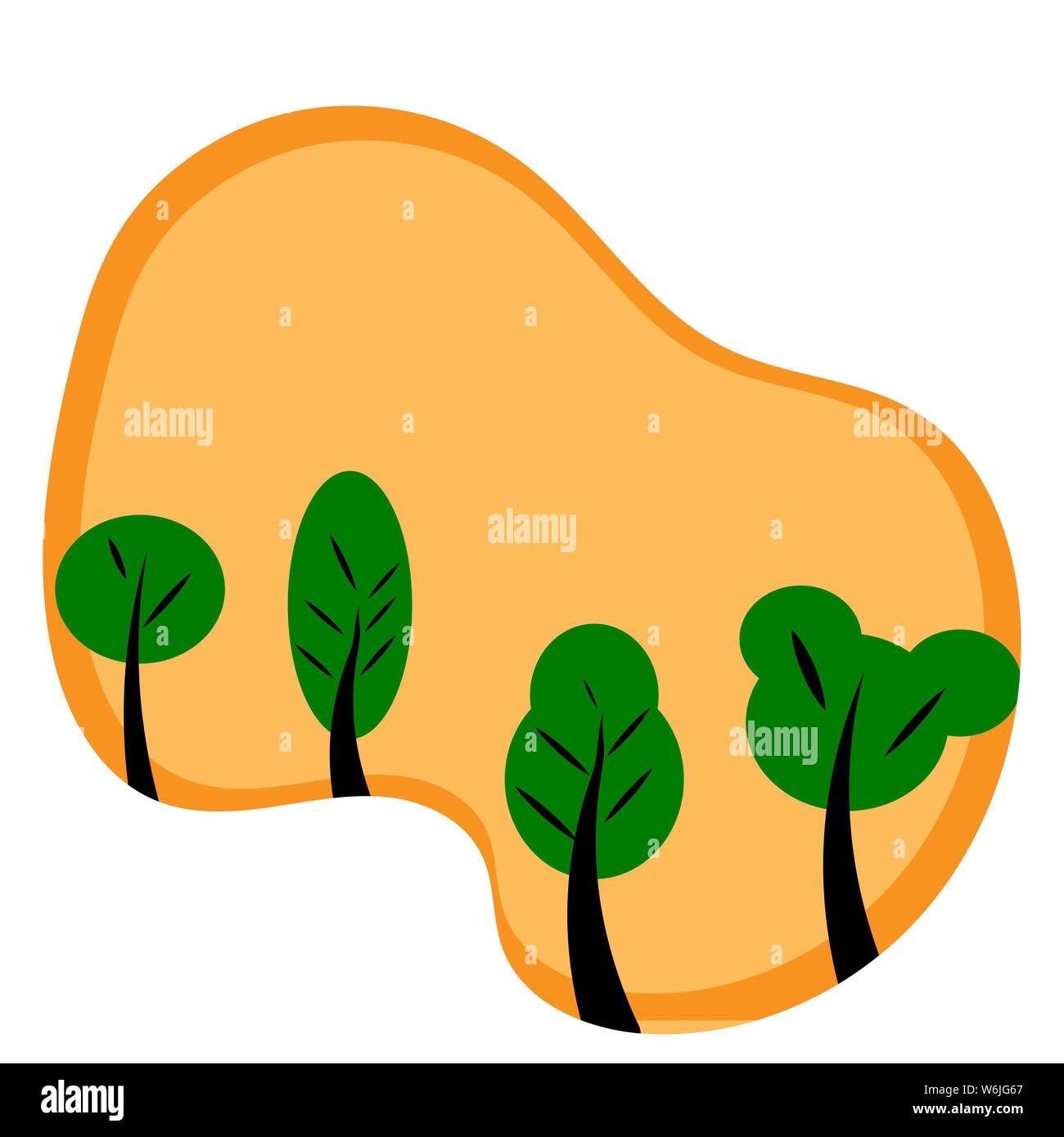 Vector Illustration. Papier Kunst Landschaft mit grünen Bäumen, Stock Vektor