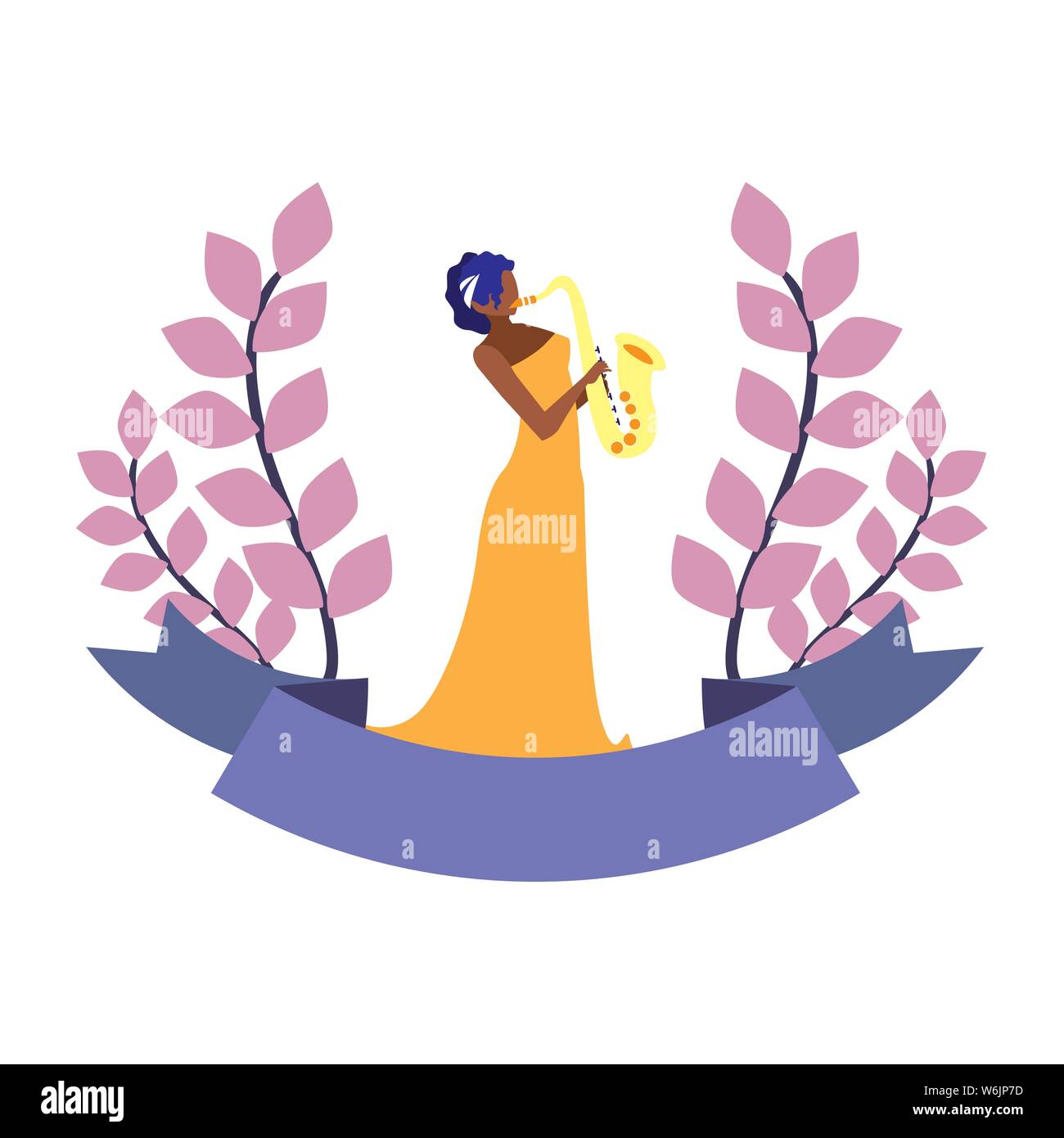 Musiker Frau Saxophon spielen Musik design Vector Illustration Stock Vektor