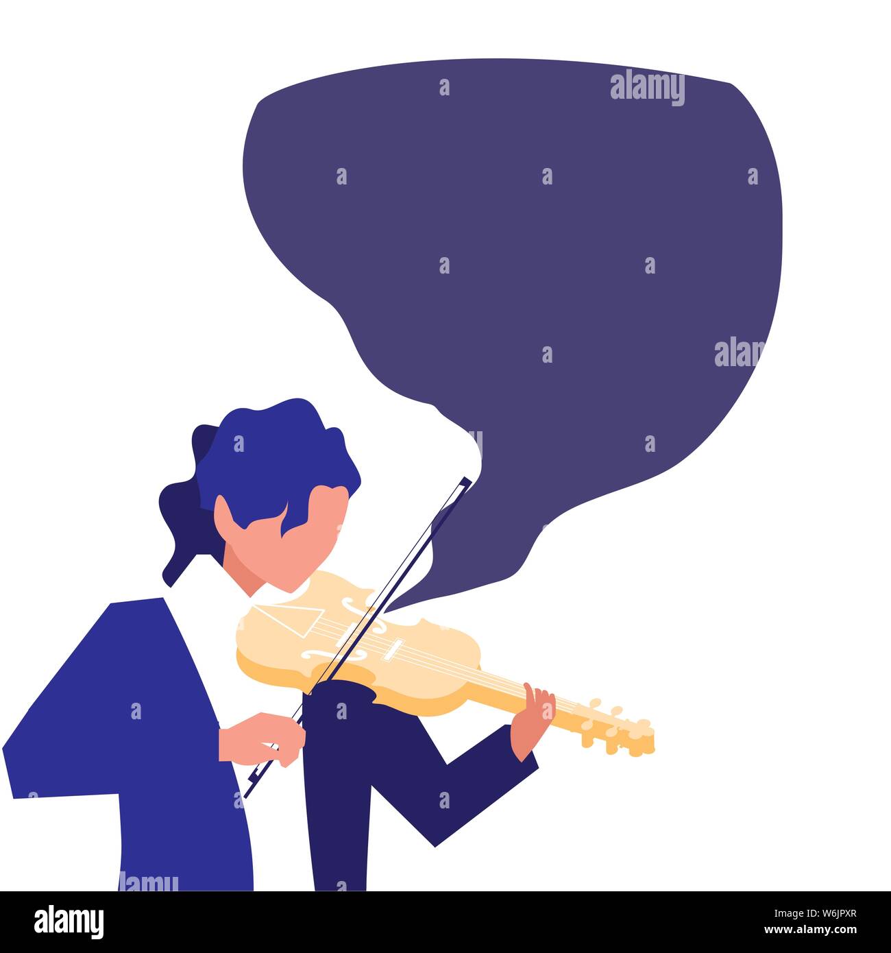 Musiker spielen Violine Instrument flache Design Vector Illustration Stock Vektor