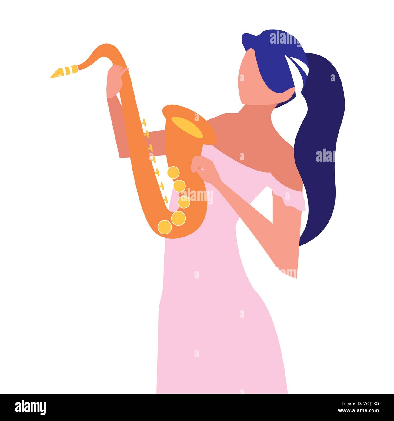 Musiker Frau Saxophon spielen Musik design Vector Illustration Stock Vektor