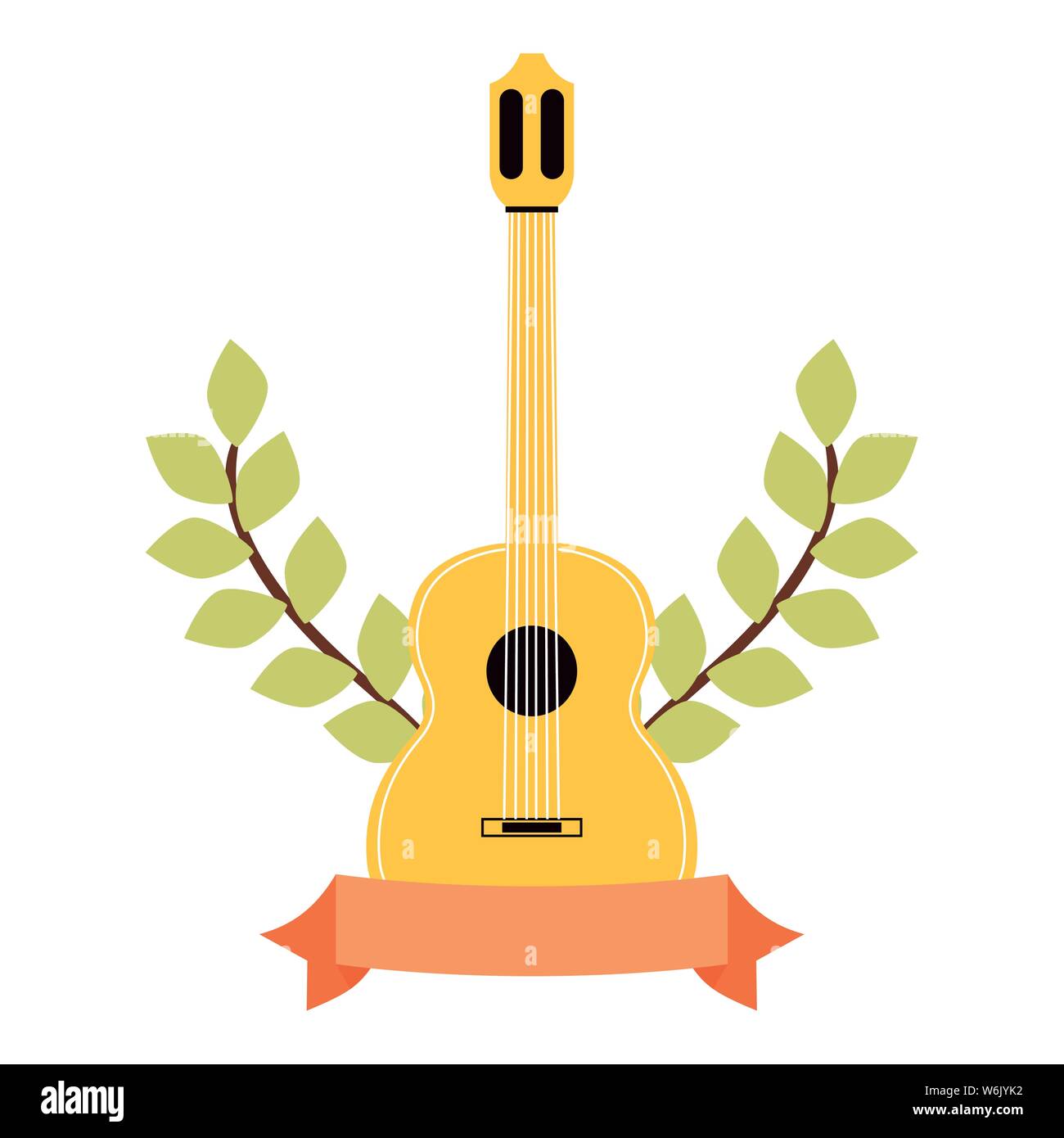 Gitarre musikalische Abzeichen ribbon Vektor-illustration Emblem Stock Vektor
