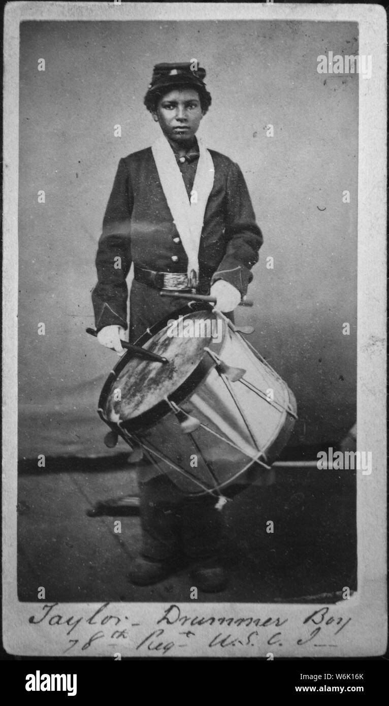 Foto von einem Drummer Boy mit den Vereinigten Staaten farbige Infanterie Stockfoto