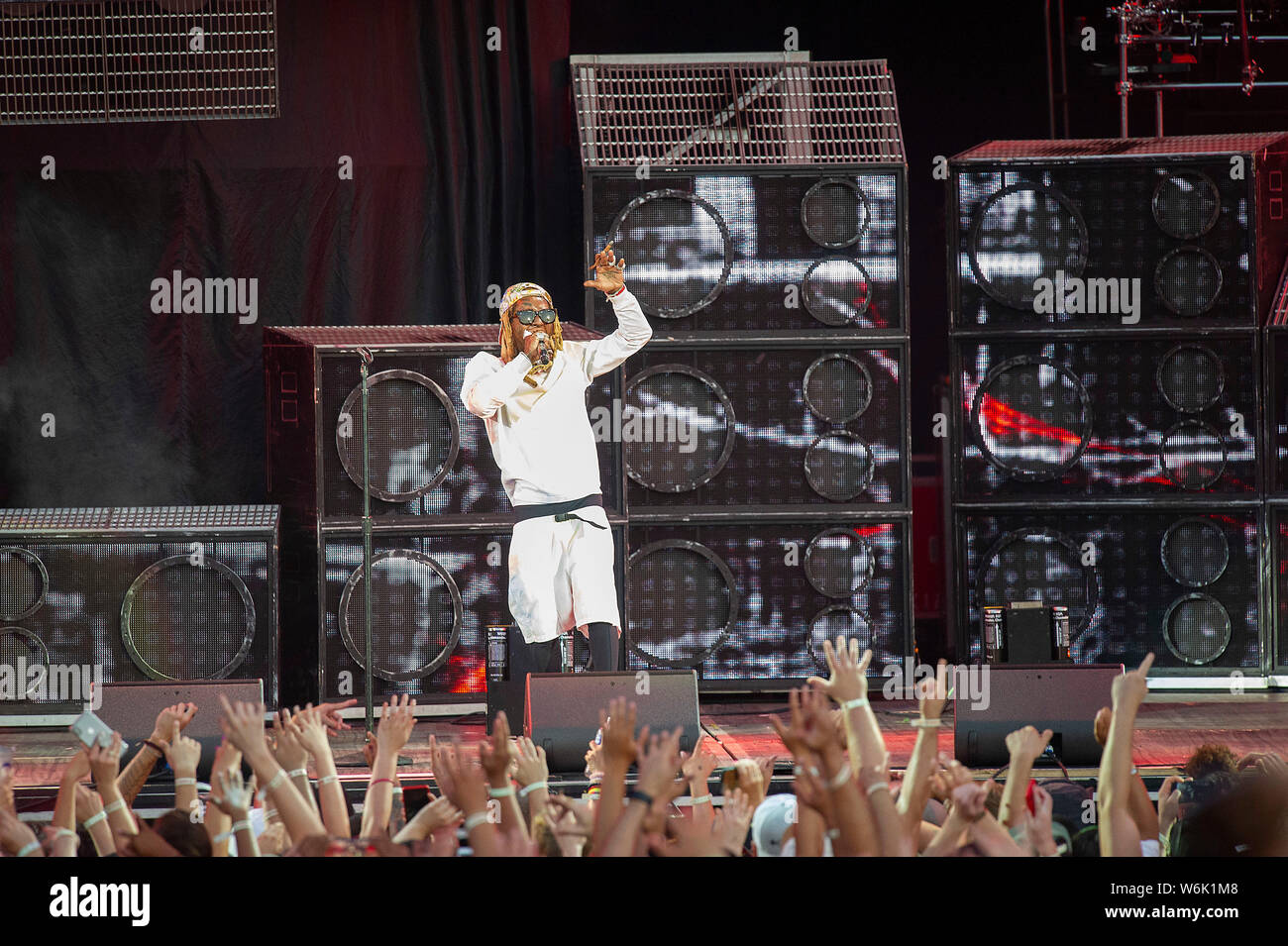 August 01, 2019: Lil Wayne amerikanischen Rapper führt in Austin 360 Amphitheater, Stromkreis des Nord- und Südamerika. Austin, Texas. Mario Cantu/CSM. Stockfoto