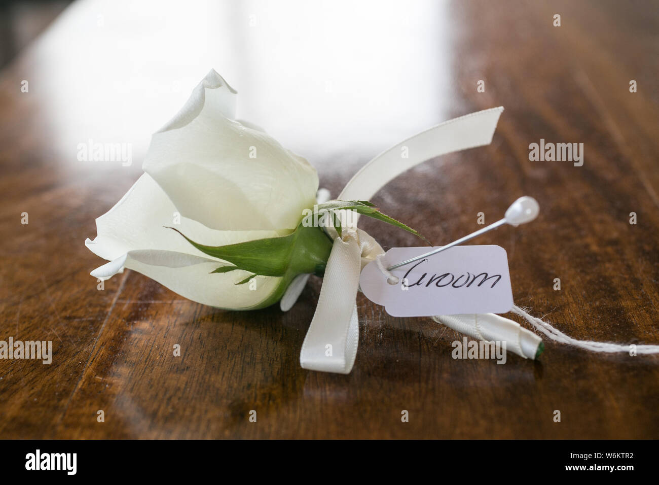 Hochzeit Anstecker für den Bräutigam Stockfoto
