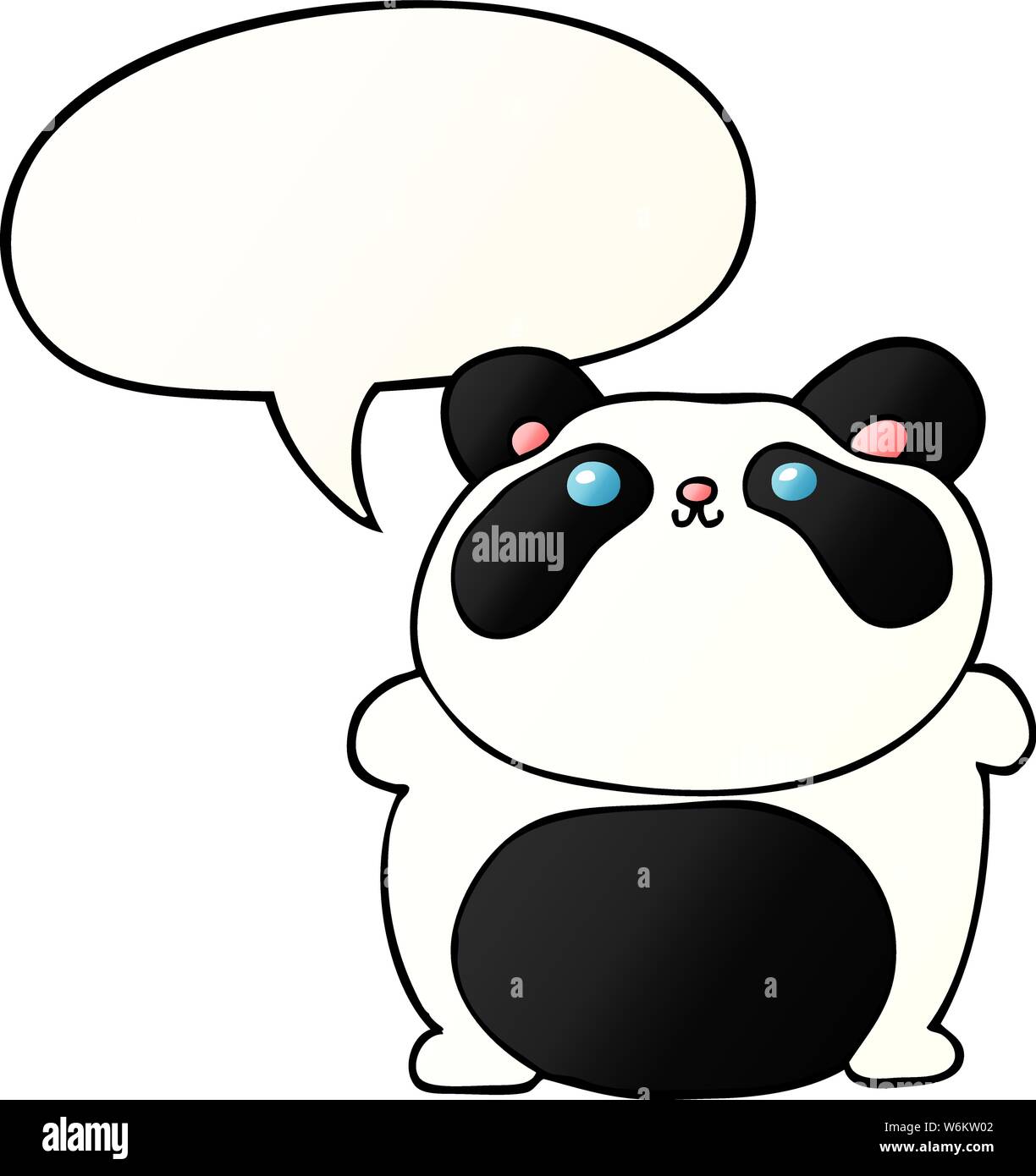 Cartoon Panda mit Sprechblase in glatten Farbverlauf Stock Vektor