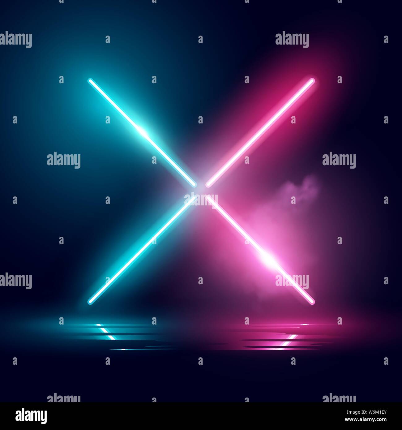 Leuchtende Neon türkis und rosa Hintergrund der Bühne Leuchten, futuristische Stimmung Beleuchtung Wirkung. Vector Illustration. Stock Vektor