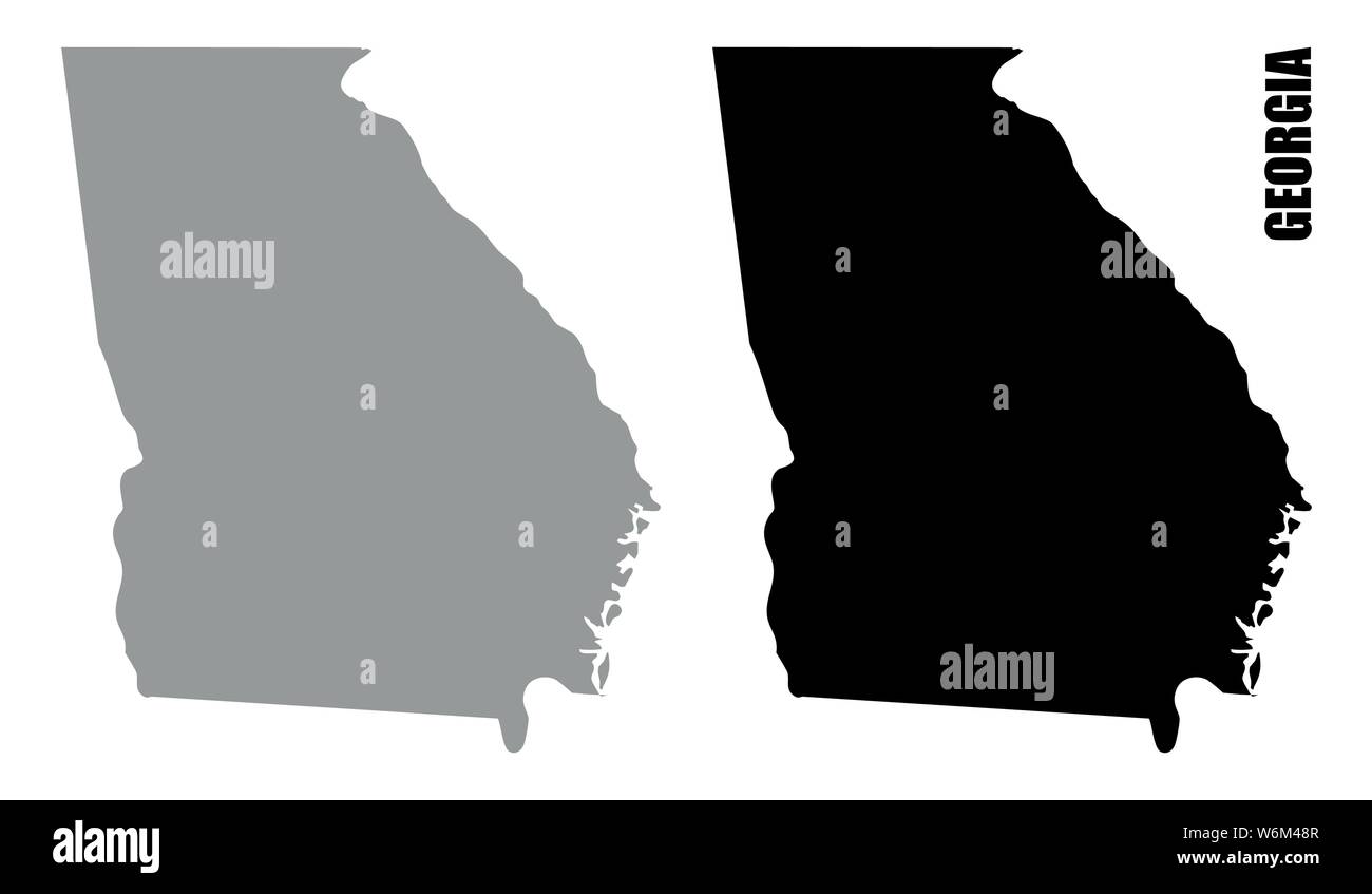 Georgia State silhouette Karten auf weißem Hintergrund Stock Vektor