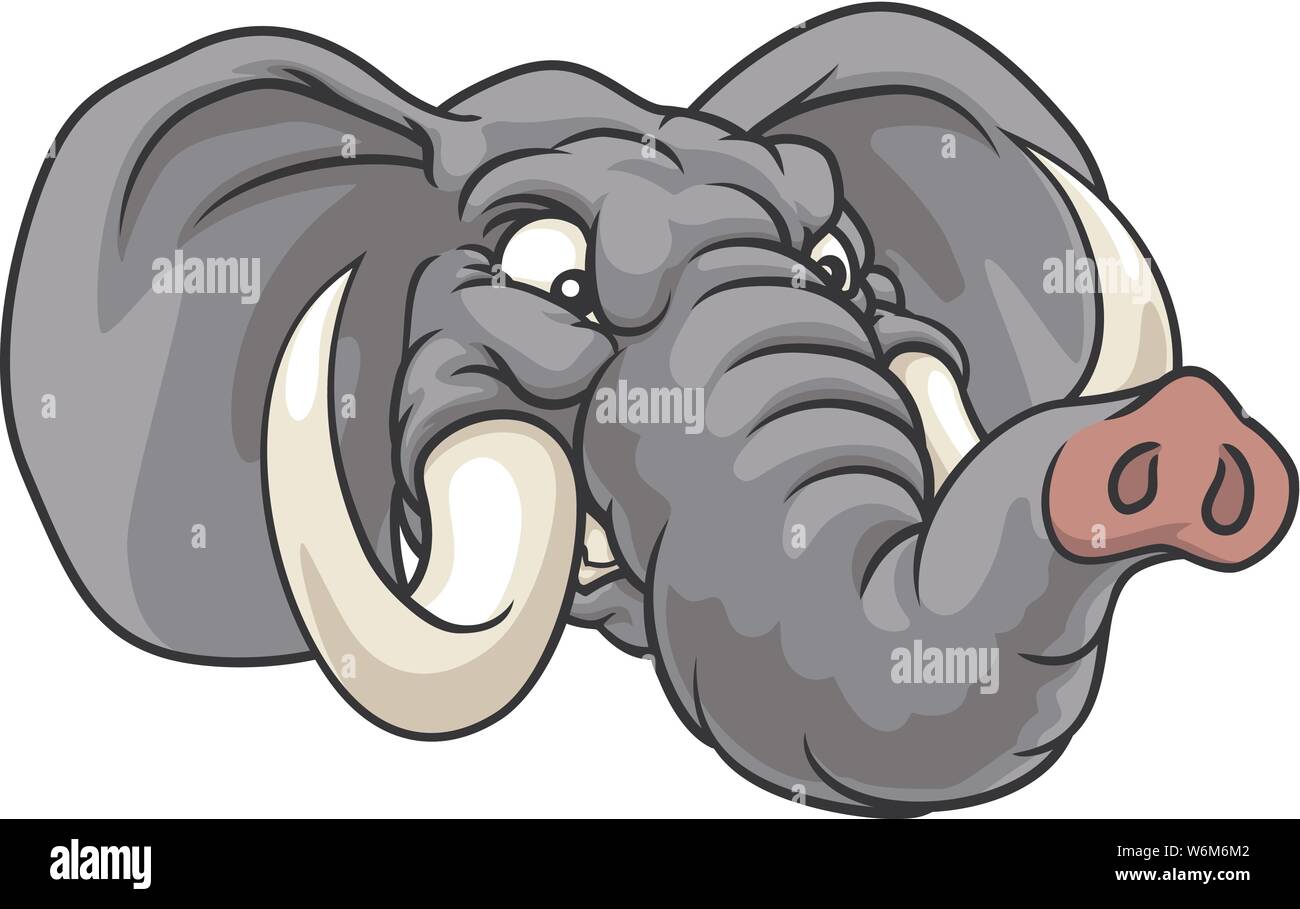 Wütend Elefant Cartoon Animal Sports Maskottchen Stock Vektor