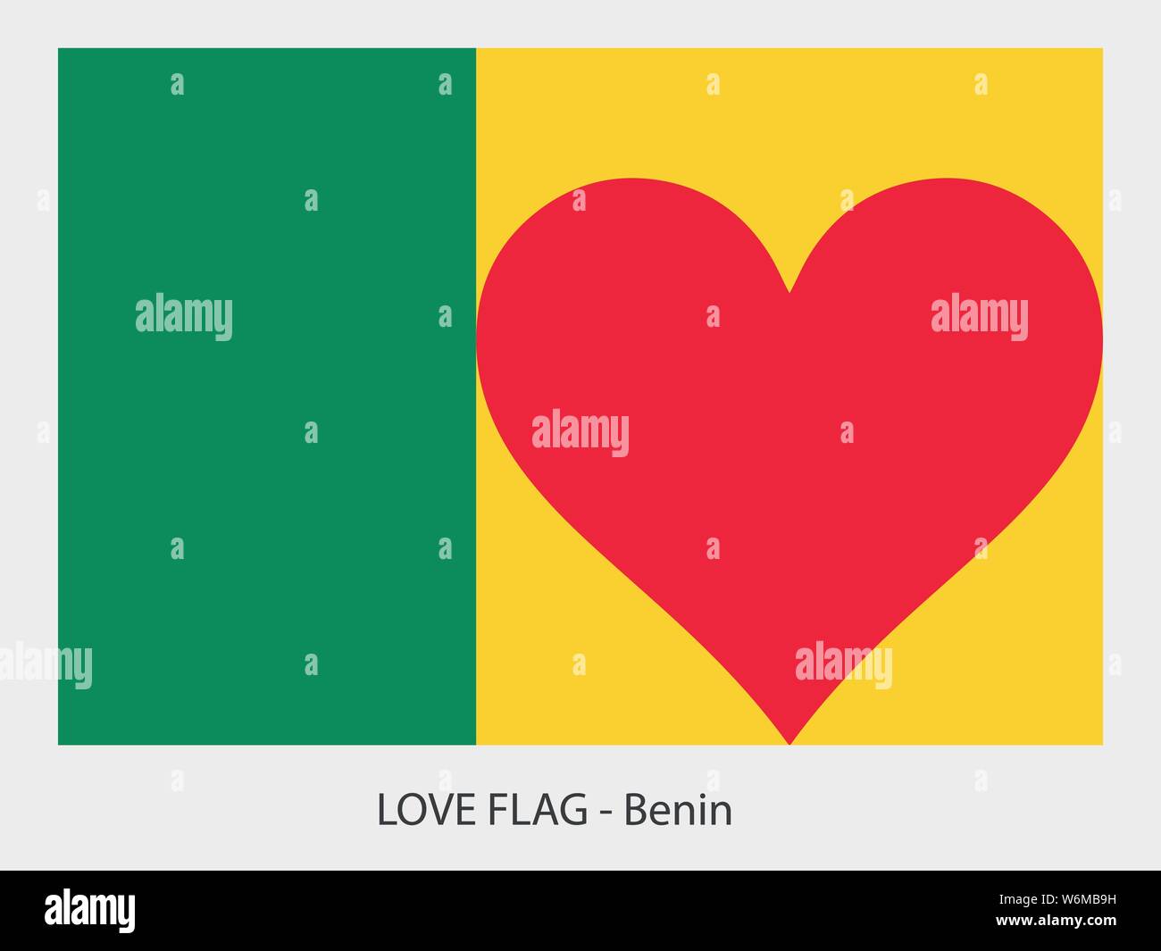 Ich liebe Benin vektor Flagge mit Herz Zeichen symbolisiert die Liebe für das Land Stock Vektor