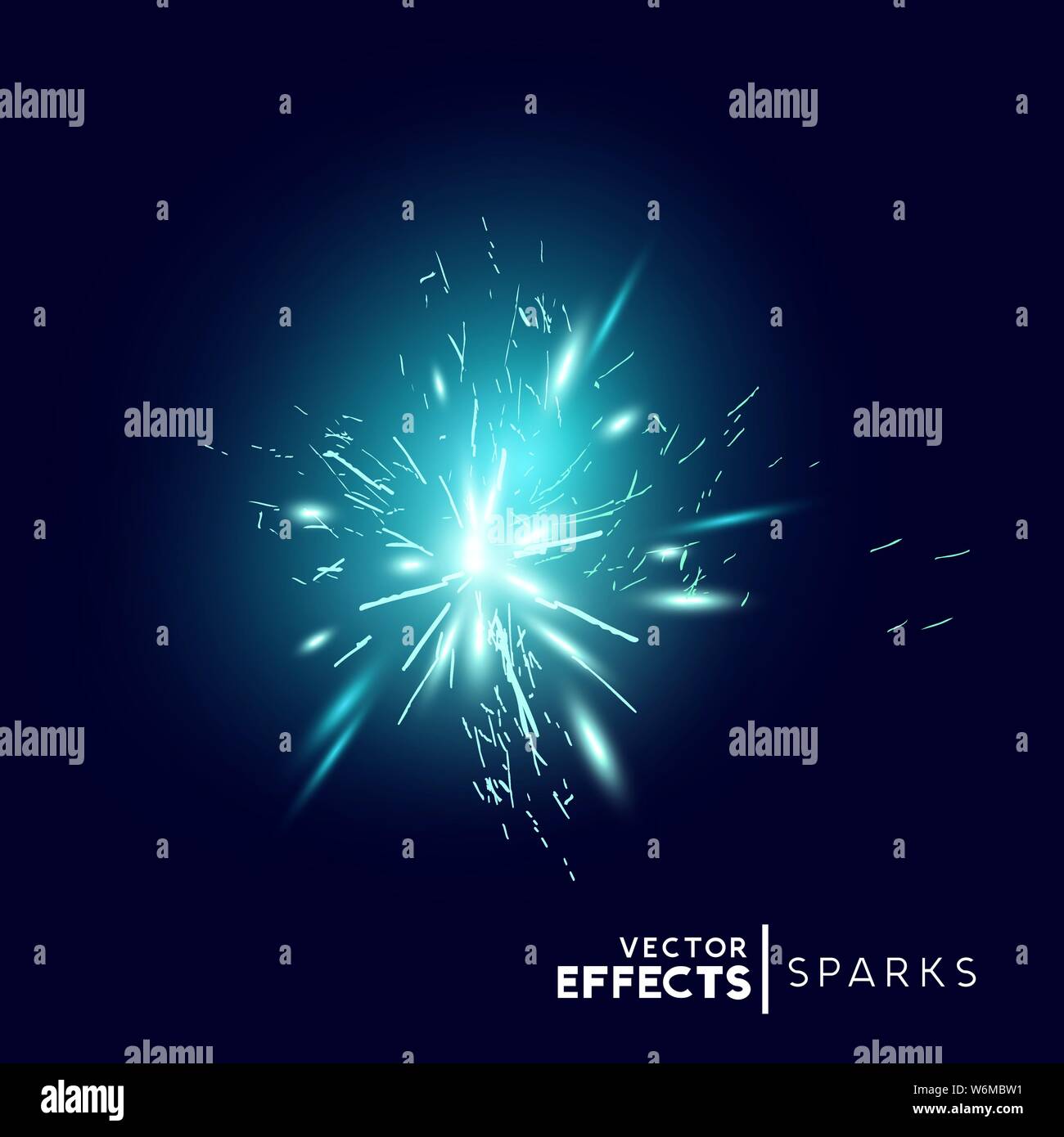 Blaue Funken und Explosion Effekt. Vector Illustration. Stock Vektor