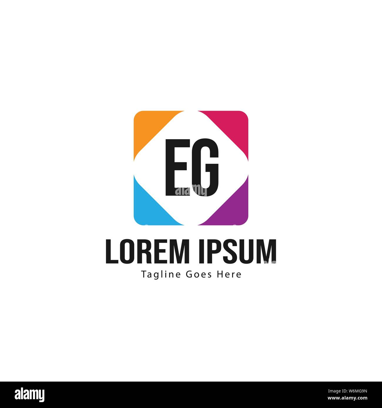 Erste EG logo Vorlage mit modernen Rahmen. Minimalistische z.b. Brief logo Vector Illustration Design Stock Vektor