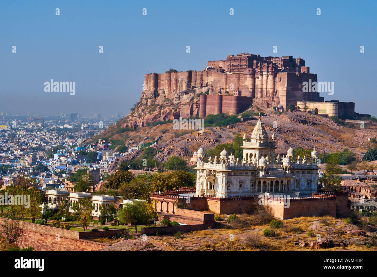 Die blaue Stadt Mehrangarh Fort, Jodhpur, Rajasthan, Indien Stockfoto