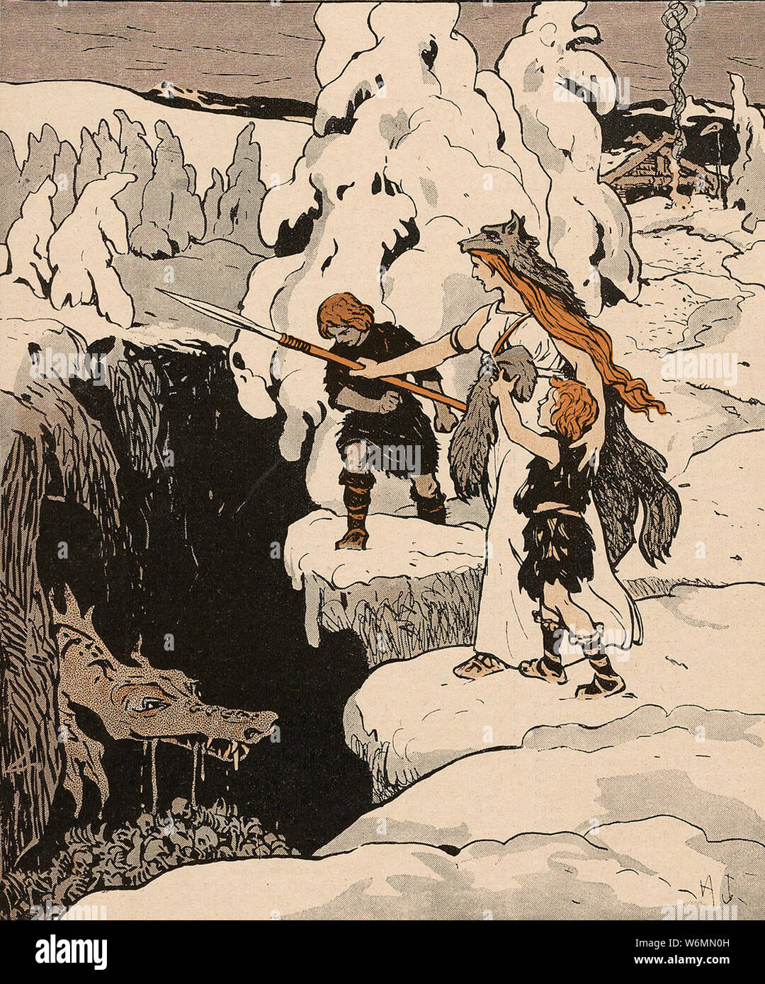 Abbildung: eine Szene aus der nordischen Mythologie Stockfoto