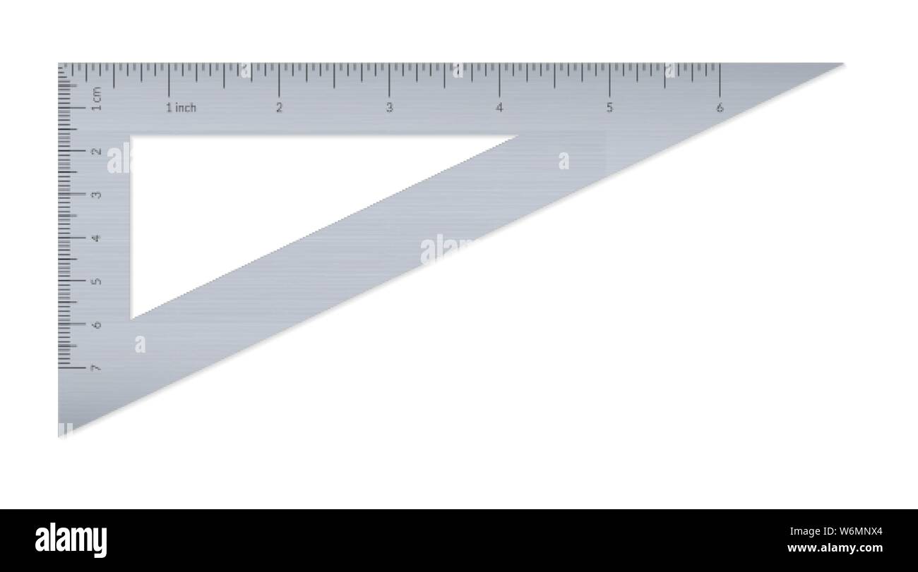 Aluminium gleichschenkliges Dreieck mit metrischen und imperialen Einheiten Lineal Maßstab Stock Vektor