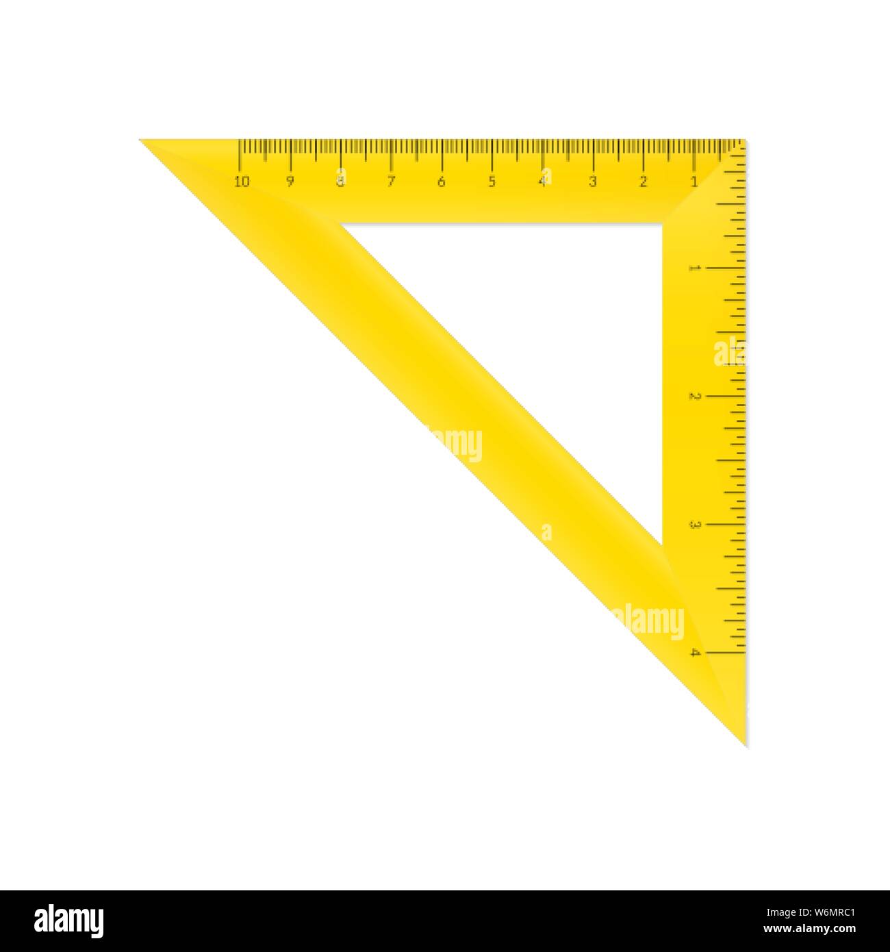 Kunststoff gleichschenkliges Dreieck mit metrischen und imperialen Einheiten Lineal Maßstab Stock Vektor