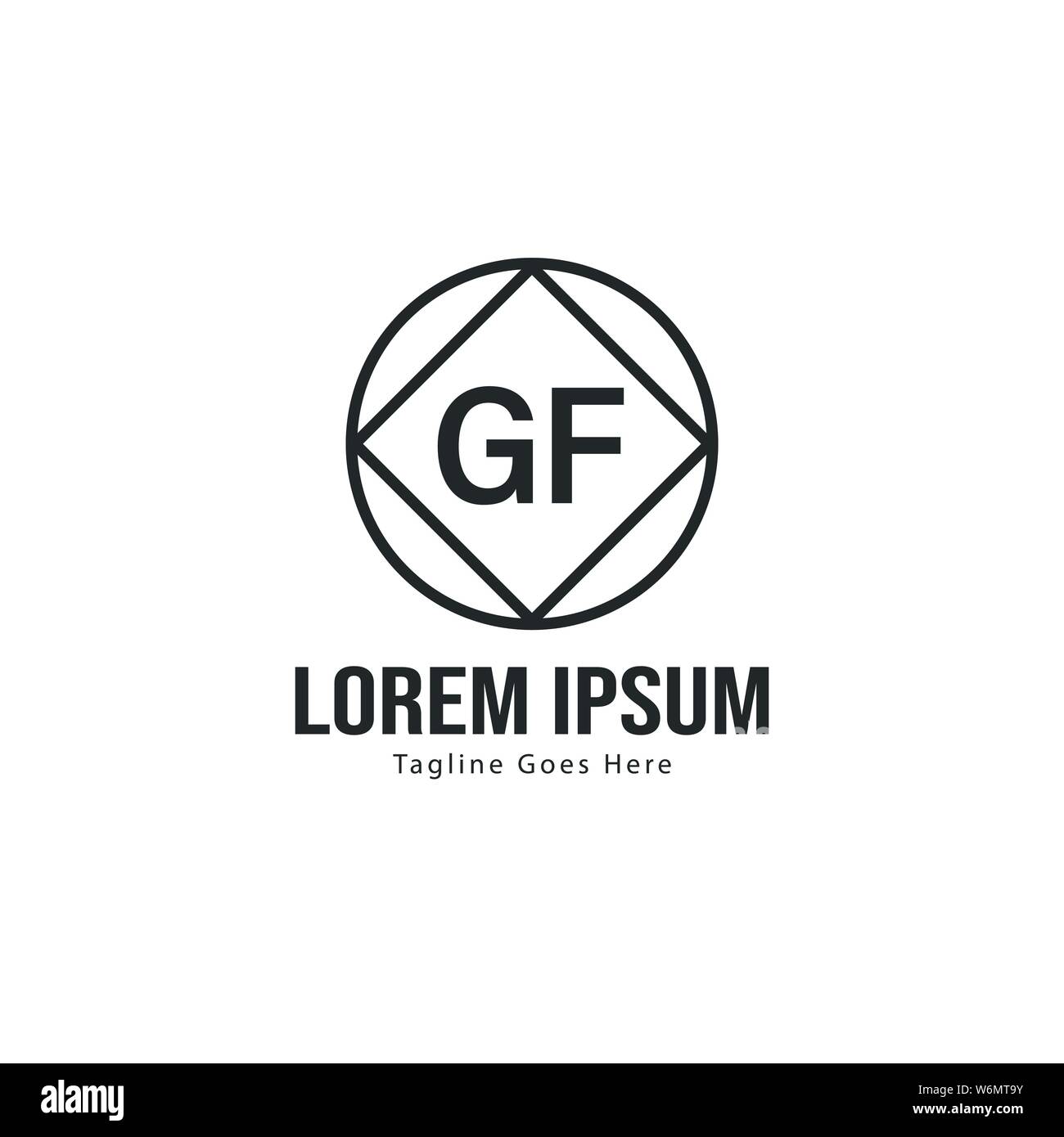 Erste GF logo Vorlage mit modernen Rahmen. Minimalistische GF schreiben logo Vector Illustration Design Stock Vektor