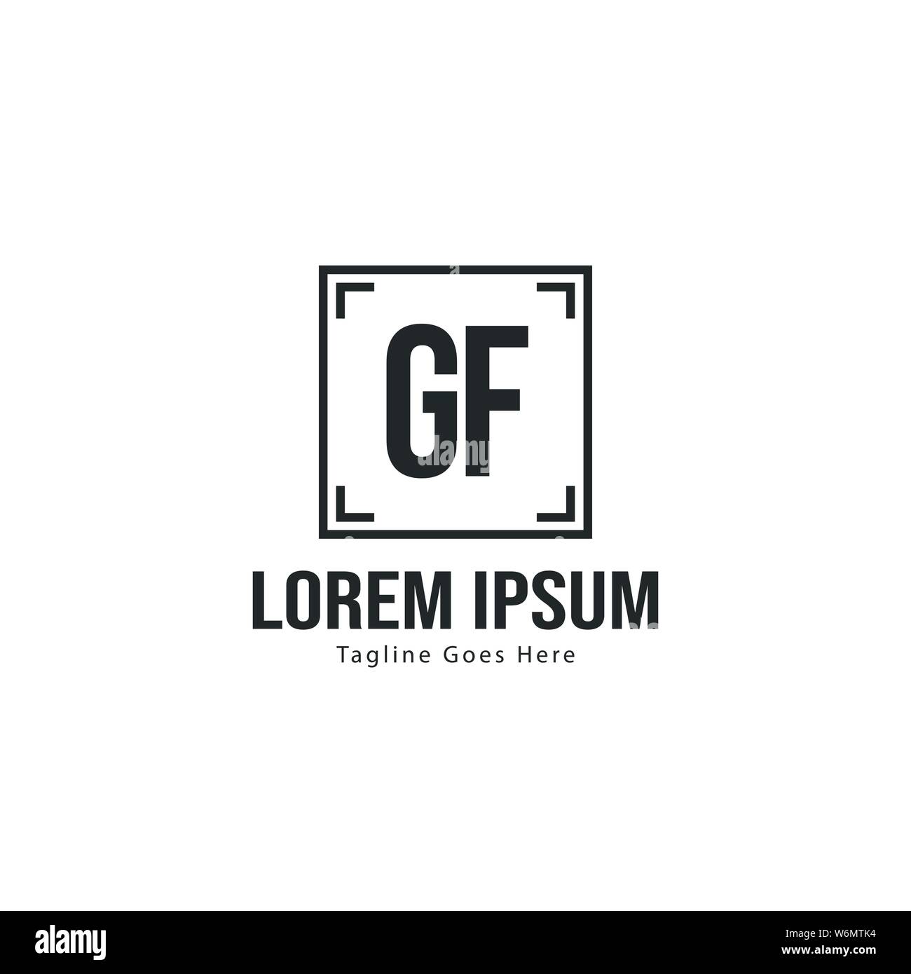Erste GF logo Vorlage mit modernen Rahmen. Minimalistische GF schreiben logo Vector Illustration Design Stock Vektor