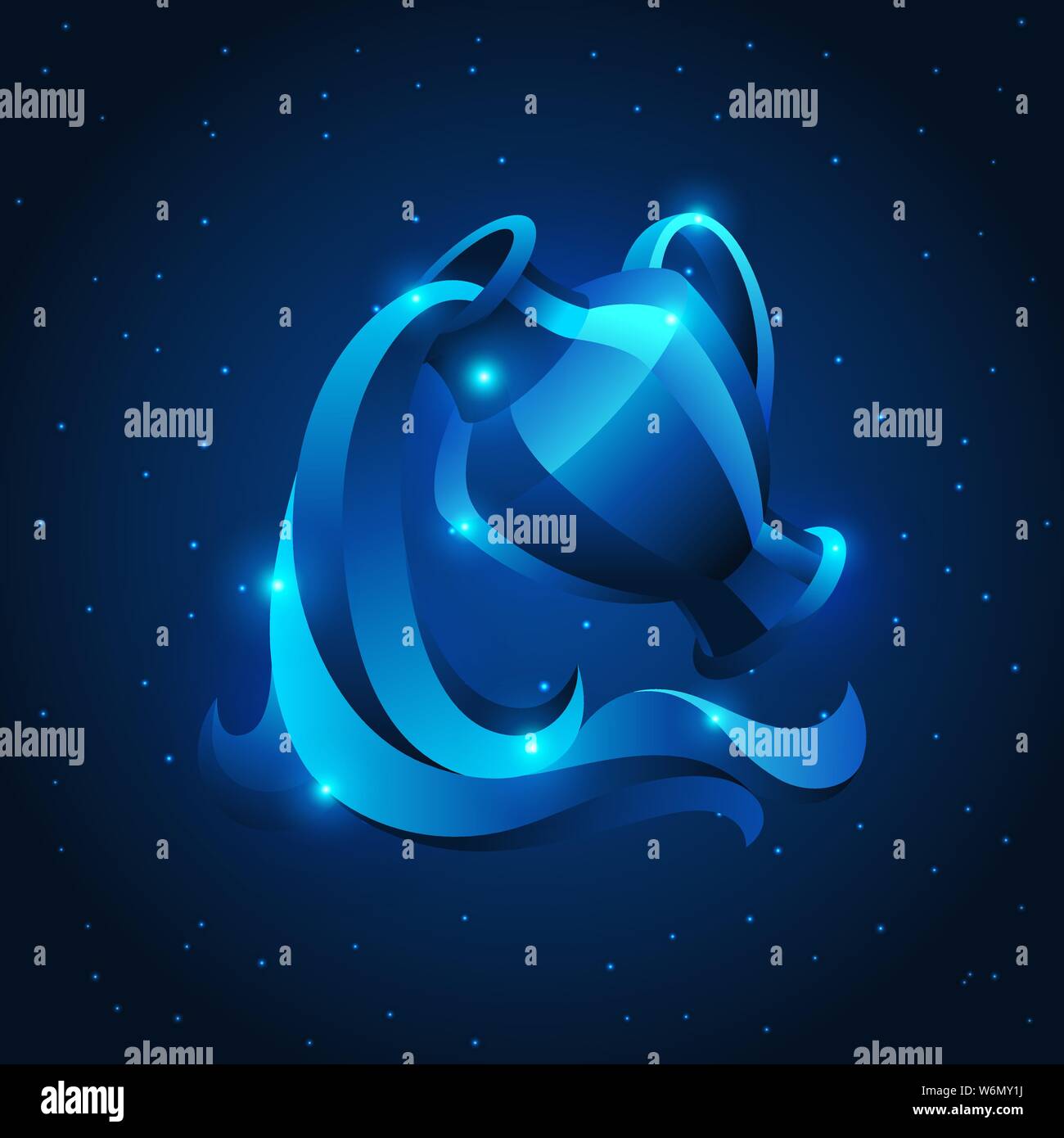 Sternzeichen Wassermann, blue star Horoskop Symbol. Stock Vektor