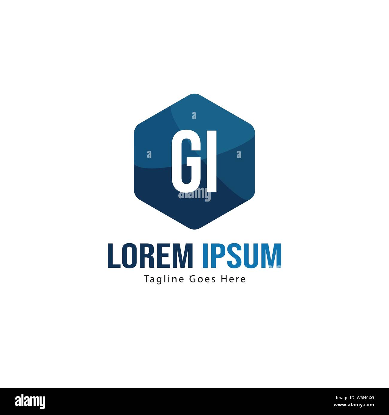 Erste GI-logo Vorlage mit modernen Rahmen. Minimalistische GI schreiben logo Vector Illustration Design Stock Vektor