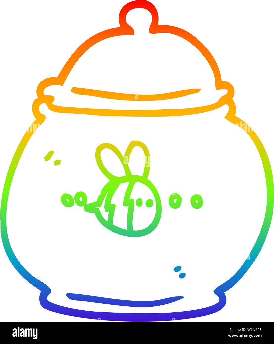 Regenbogen Farbverlauf Zeichnung einer Cartoon Honey Pot Stock Vektor