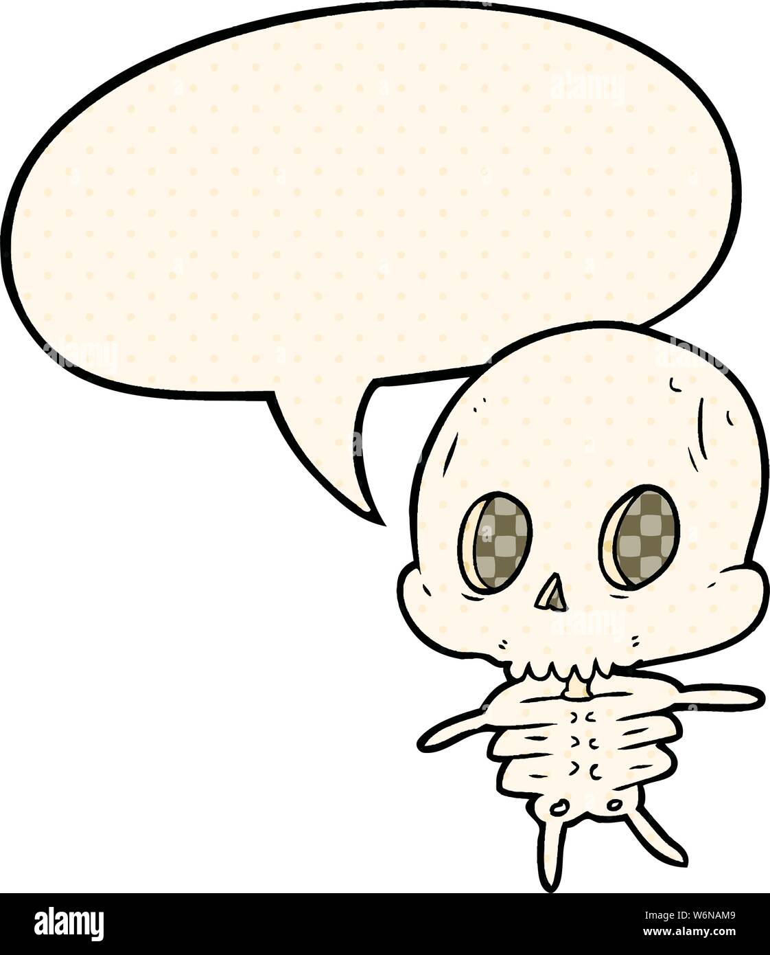 Cute cartoon Skelett mit Sprechblasen im Comic Stil Stock Vektor