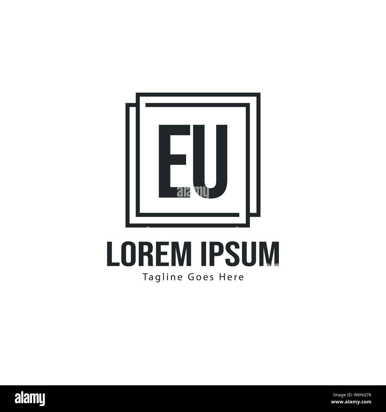 Erste EU-logo Vorlage mit modernen Rahmen. Minimalistische EU-Brief logo Vector Illustration Design Stock Vektor