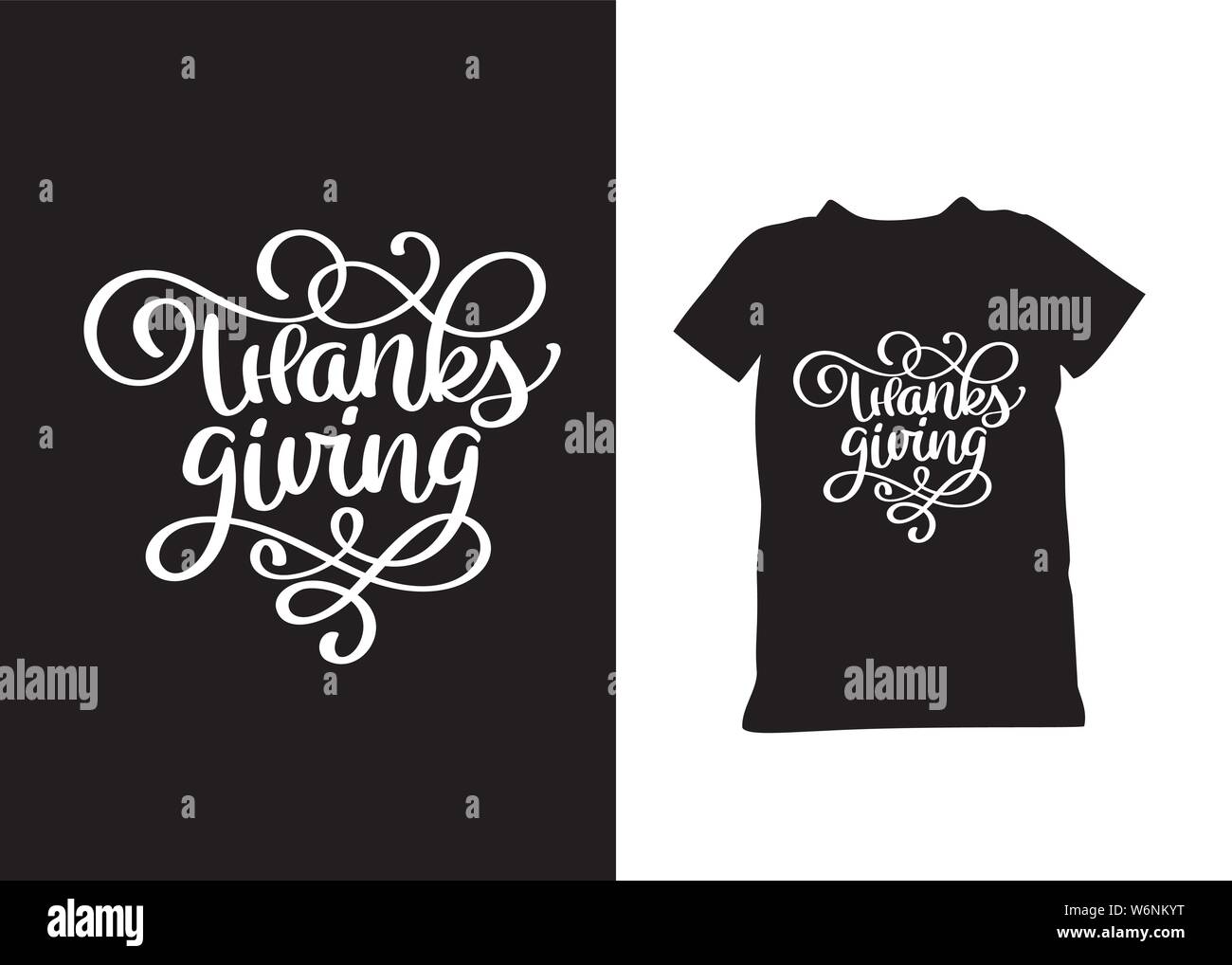 Thanksgiving handgezeichnete Schriftz Fröhliche weiße Text isoliert. Wenden Thanksgiving Day Typografie. Für Urlaubsbanner, Designs, T-Shirt Stock Vektor